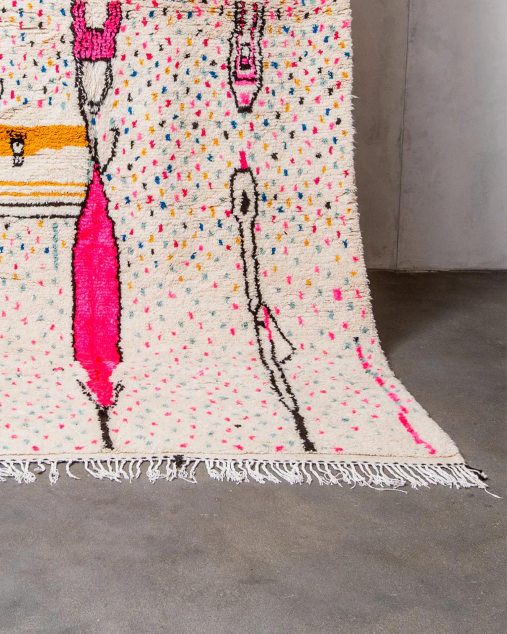 Handmade Beni Ourain Berber Rug: Moroccan White Wool, Azilal Style