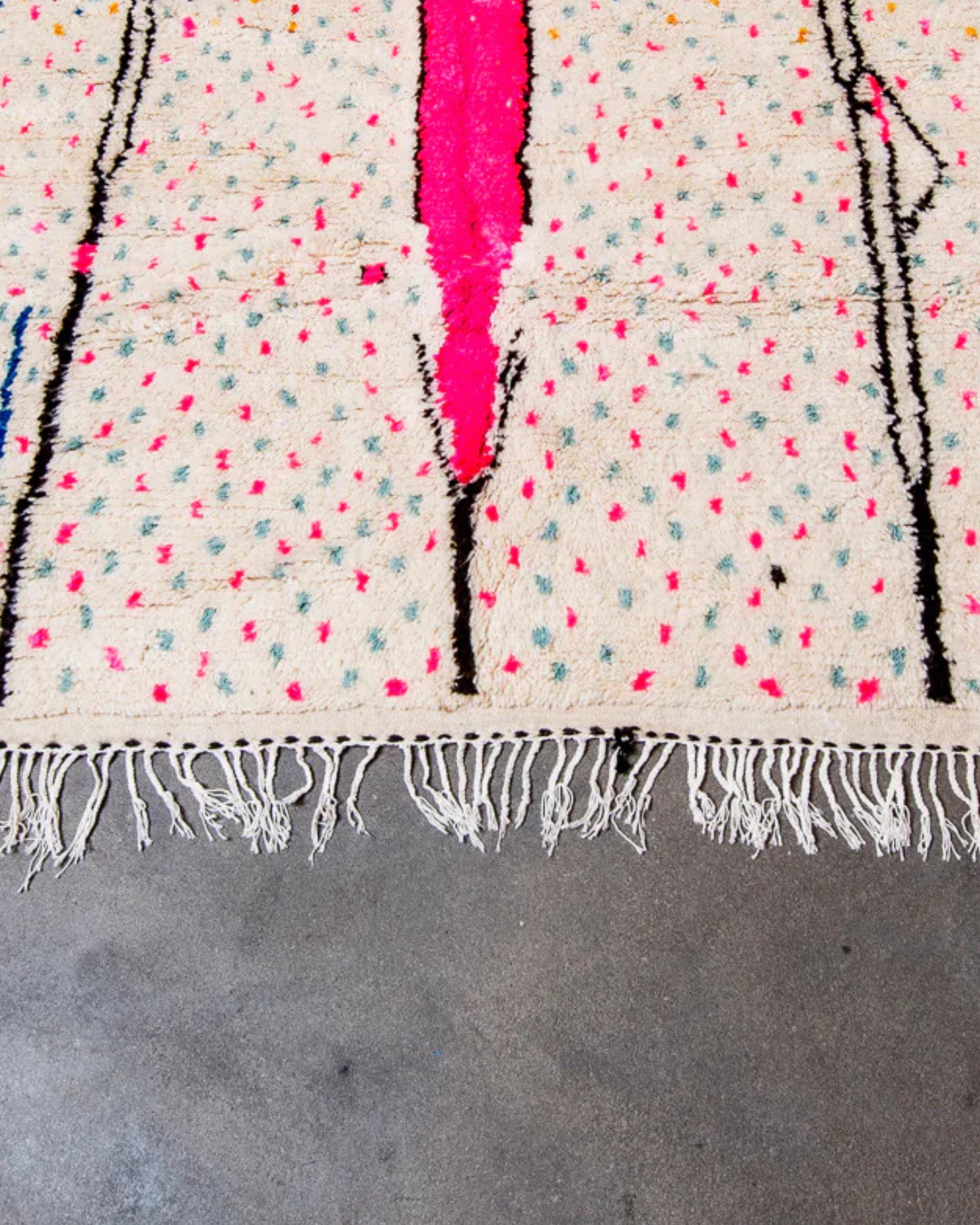 Handmade Beni Ourain Berber Rug: Moroccan White Wool, Azilal Style