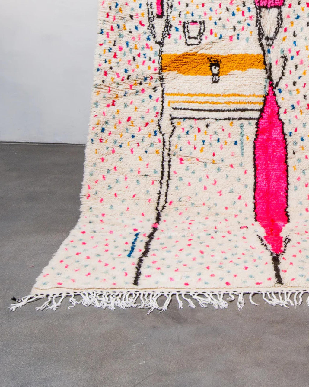 Handmade Beni Ourain Berber Rug: Moroccan White Wool, Azilal Style