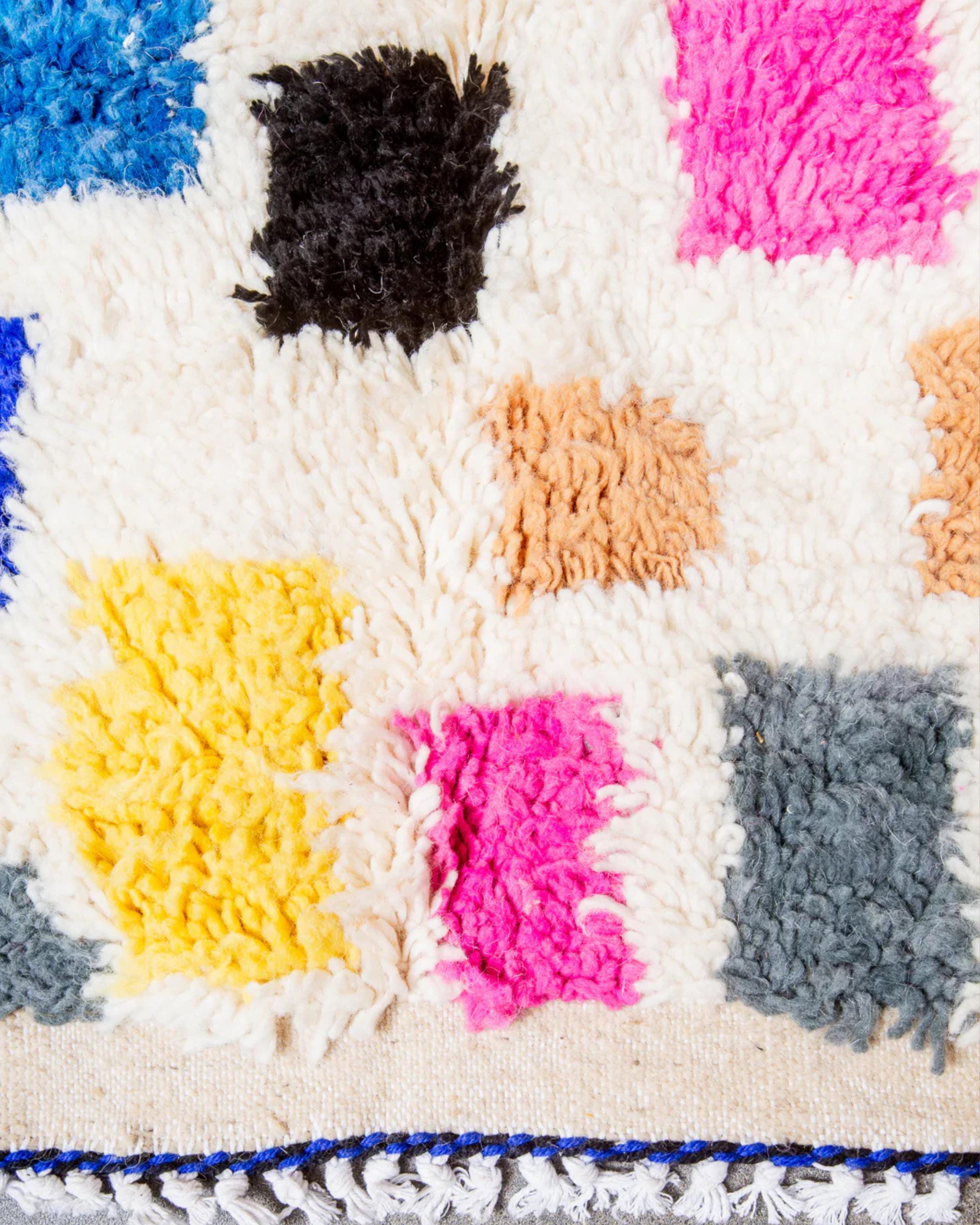 Handmade Wool Moroccan Rug: Colorful Beni Ourain, Custom Azilal Design