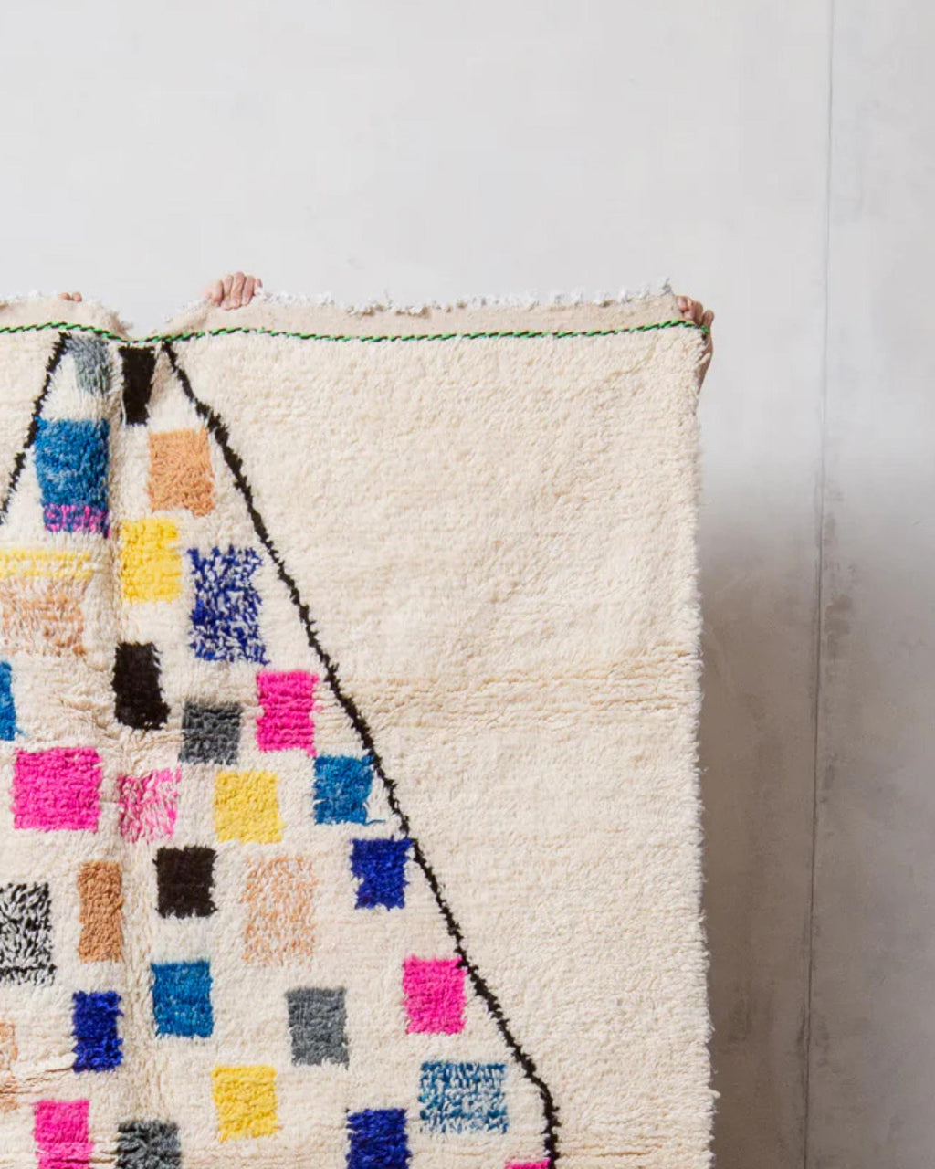 Handmade Wool Moroccan Rug: Colorful Beni Ourain, Custom Azilal Design