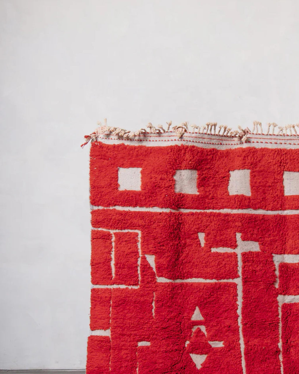 Handmade Red Wool Moroccan Kilim Rug: Large Berber Design