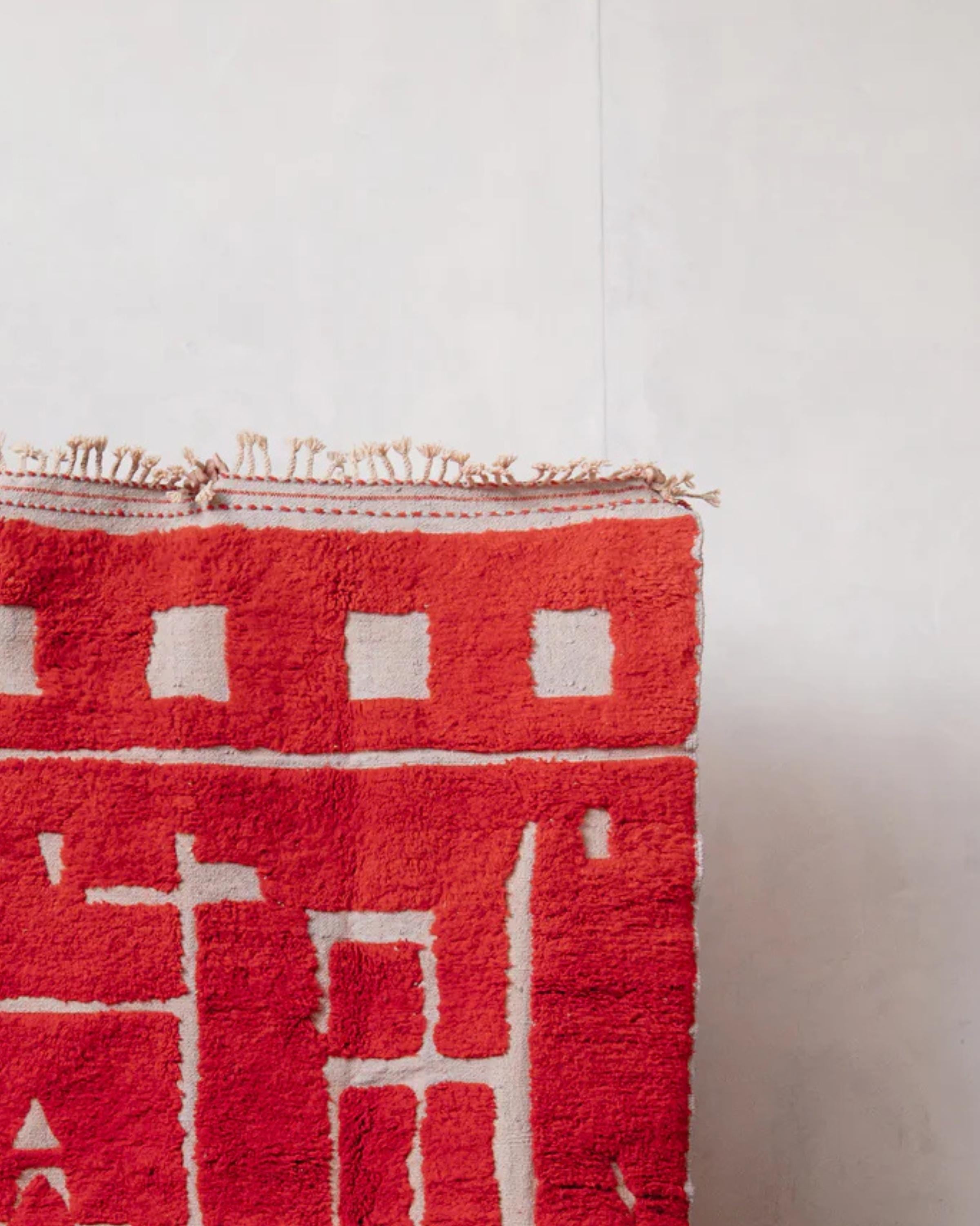 Handmade Red Wool Moroccan Kilim Rug: Large Berber Design