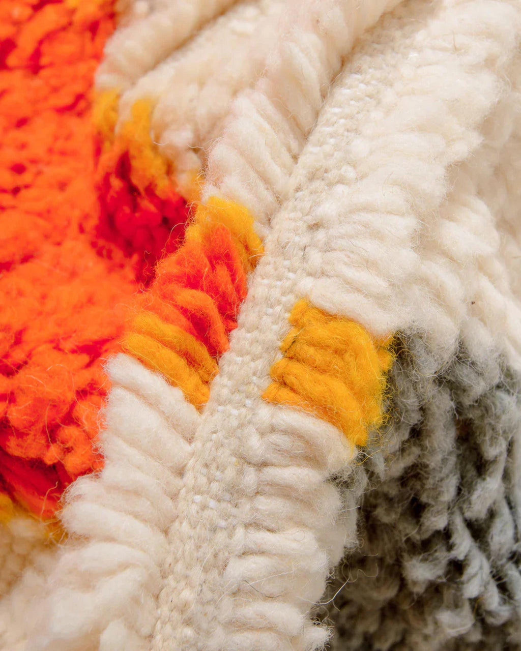 Custom Moroccan Rug: Hand-Knotted Wool, Orange & White