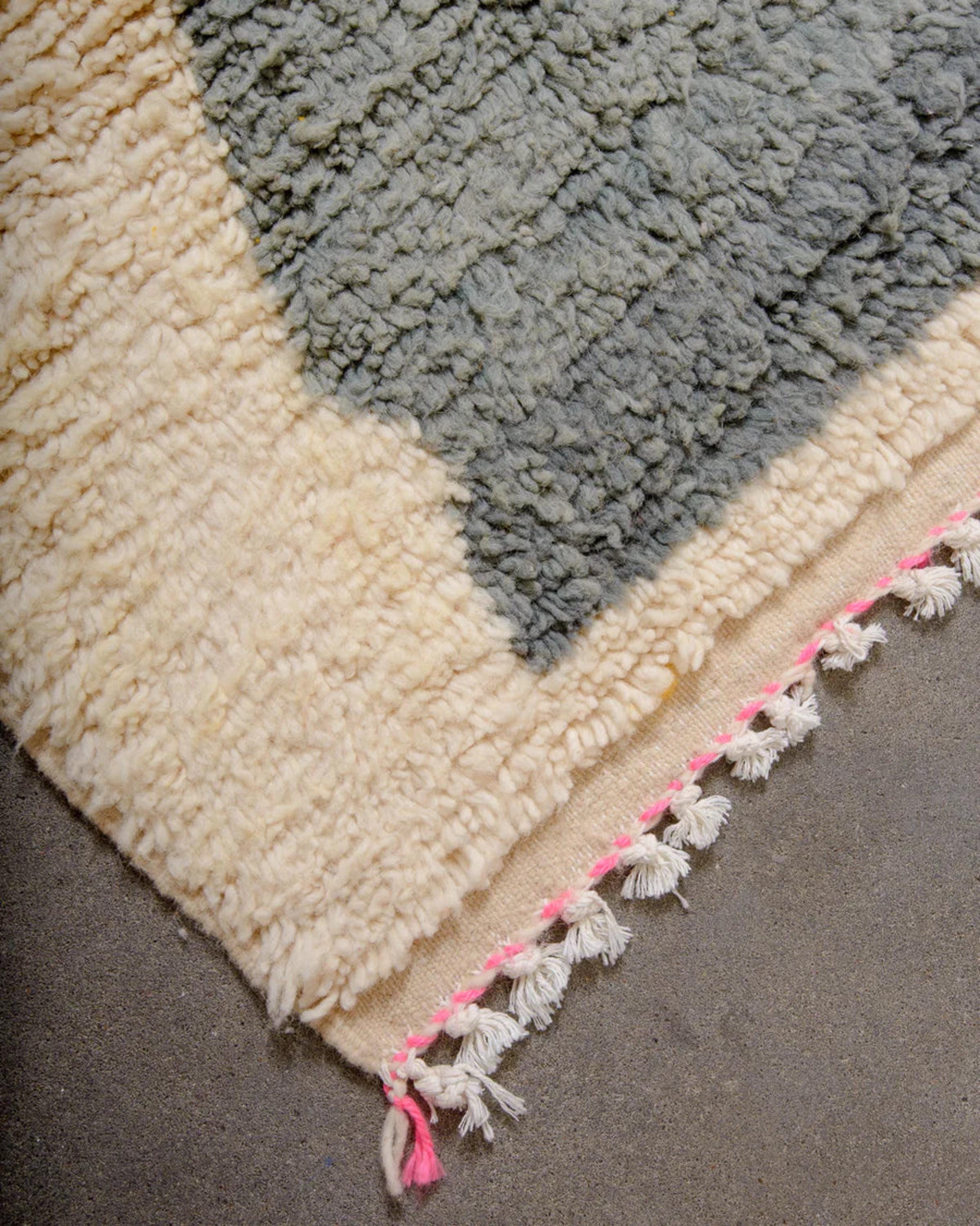 Custom Moroccan Rug: Hand-Knotted Wool, Orange & White