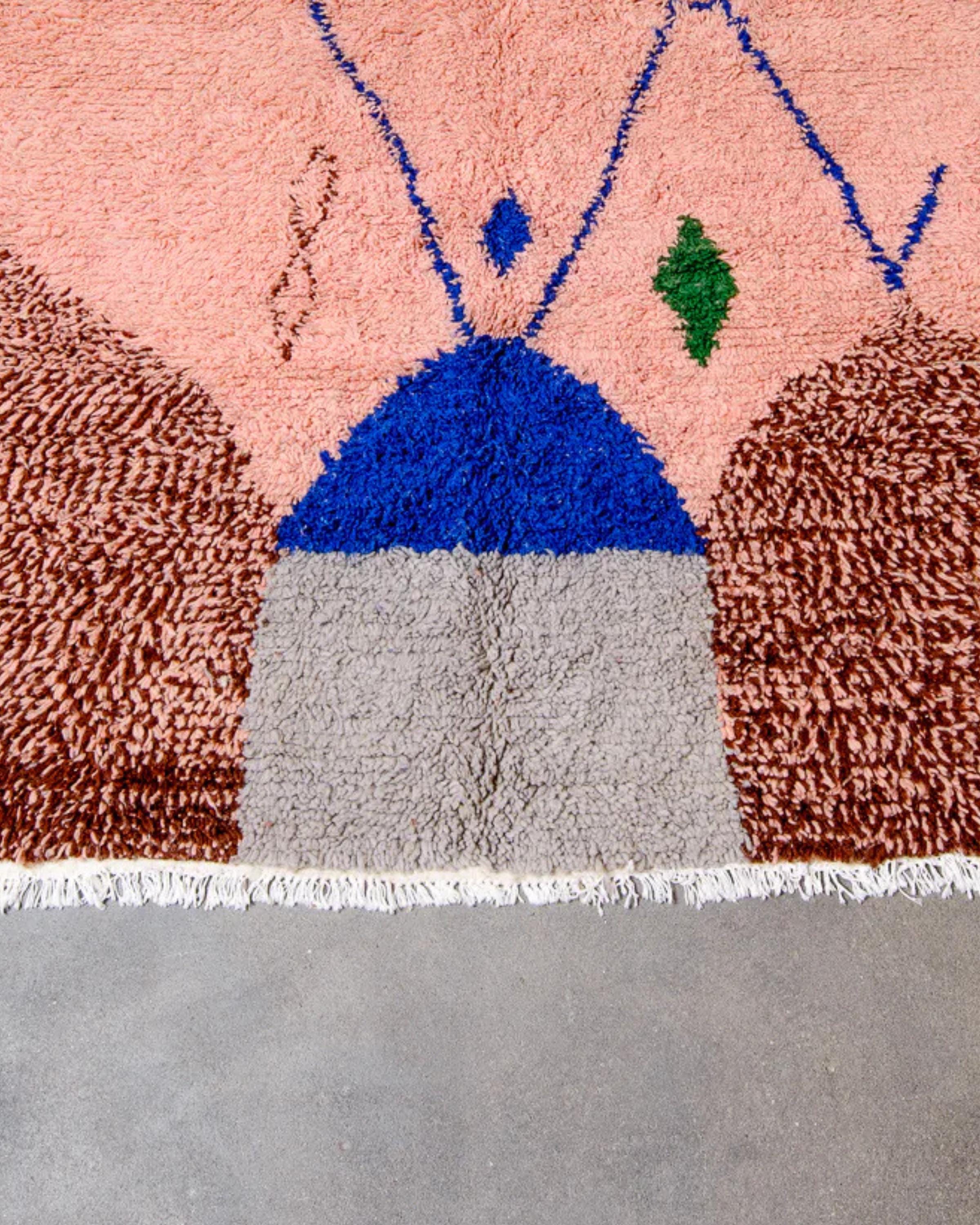 Handmade Moroccan Berber Rug: Colorful Boujaad Wool Rug