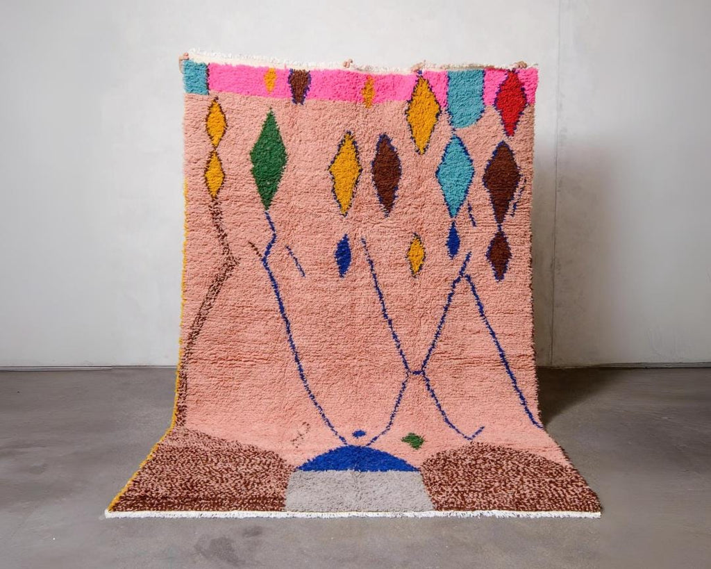 Handmade Moroccan Berber Rug: Colorful Boujaad Wool Rug