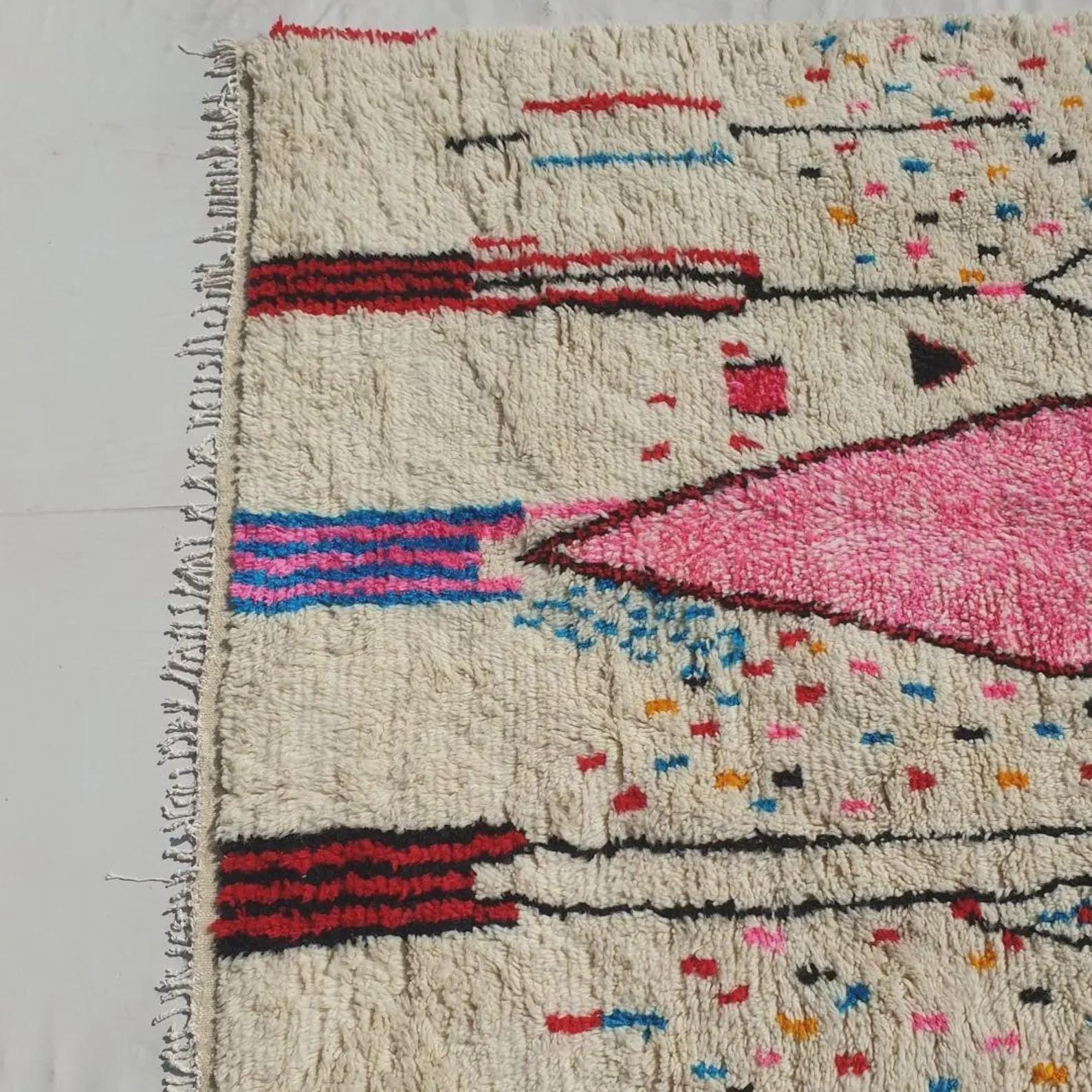 Handmade Azilal Berber Rug: Abstract Multicolored Moroccan Carpet