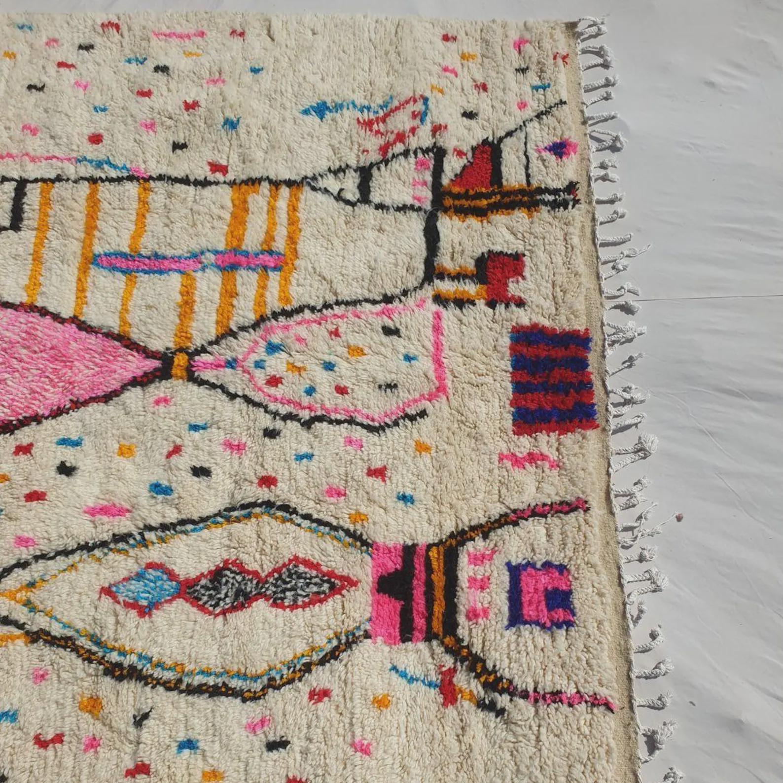 Handmade Azilal Berber Rug: Abstract Multicolored Moroccan Carpet
