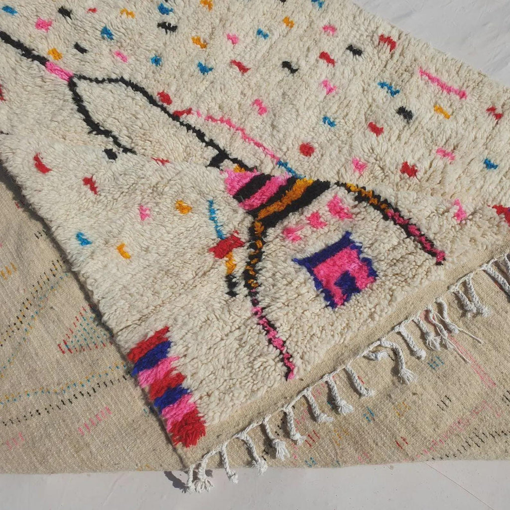 Handmade Azilal Berber Rug: Abstract Multicolored Moroccan Carpet