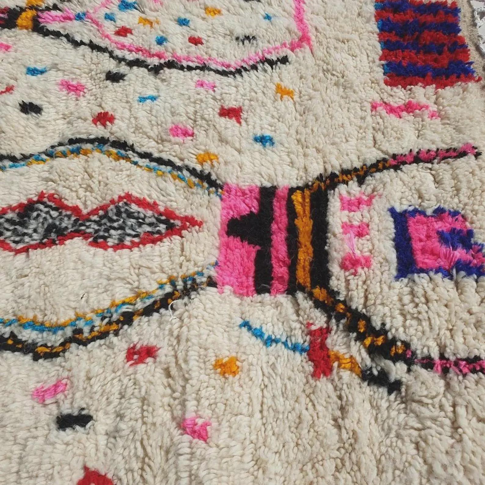 Handmade Azilal Berber Rug: Abstract Multicolored Moroccan Carpet
