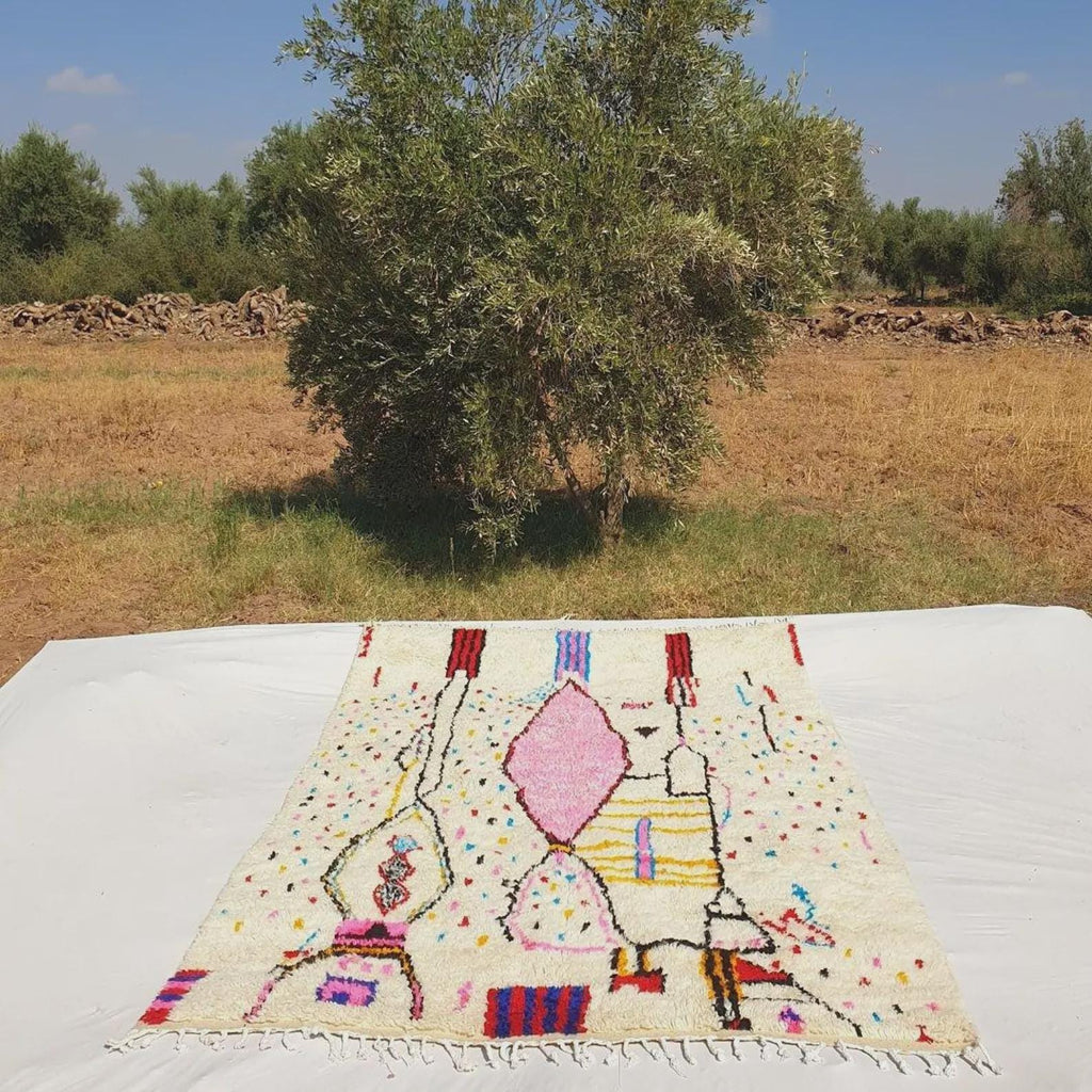 Handmade Azilal Berber Rug: Abstract Multicolored Moroccan Carpet