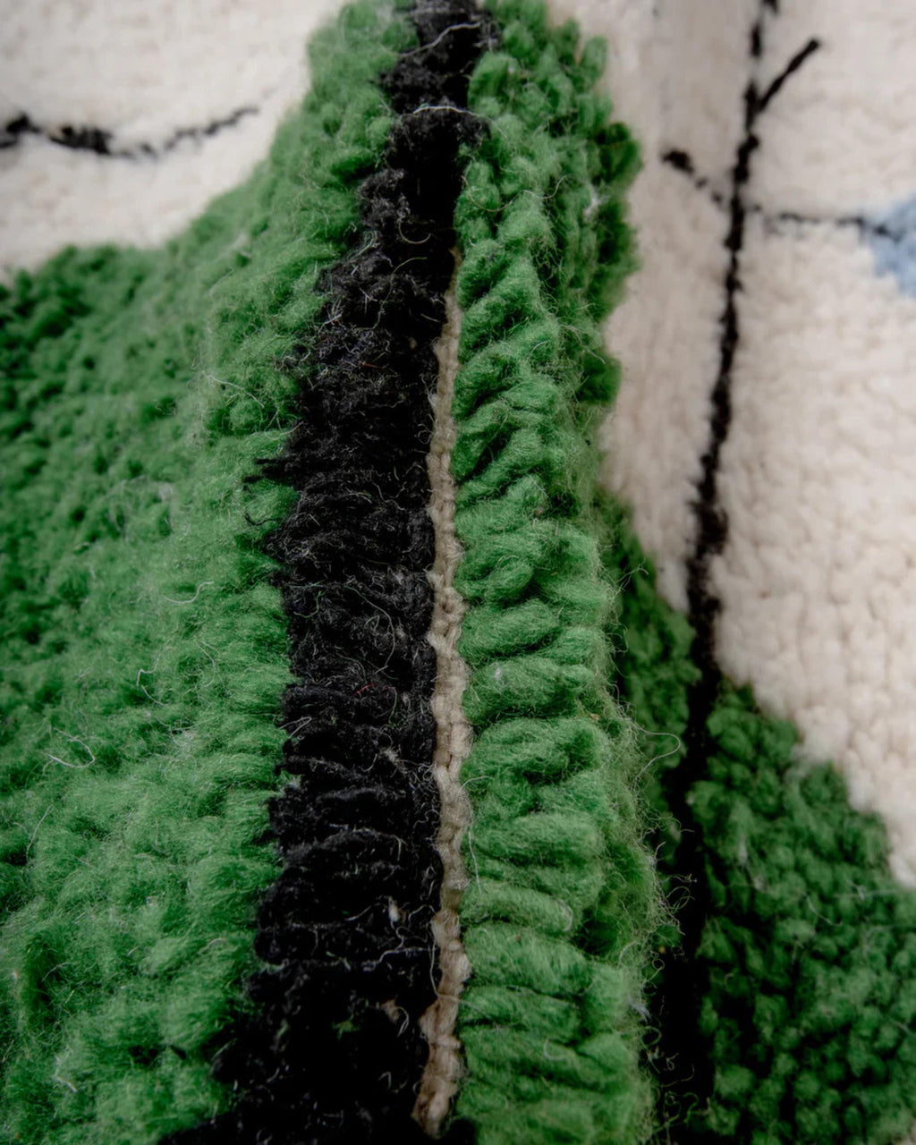 Handmade Black Grid Moroccan Rug: Creamy Wool Beni Ourain Style