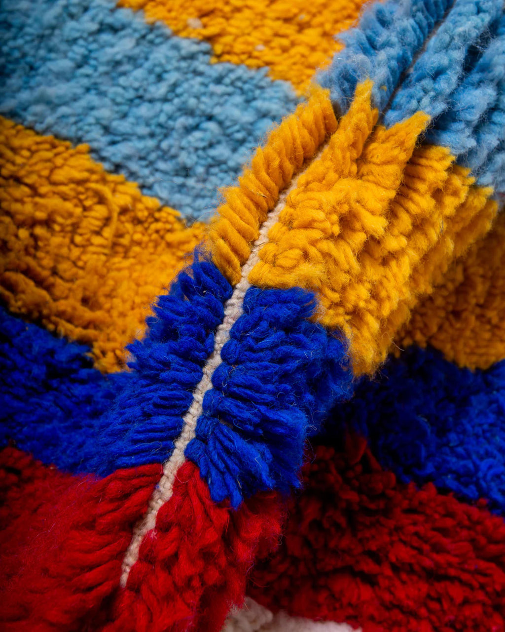 Handmade Beni Ourain Wool Rug: Multicolor Moroccan Carpet