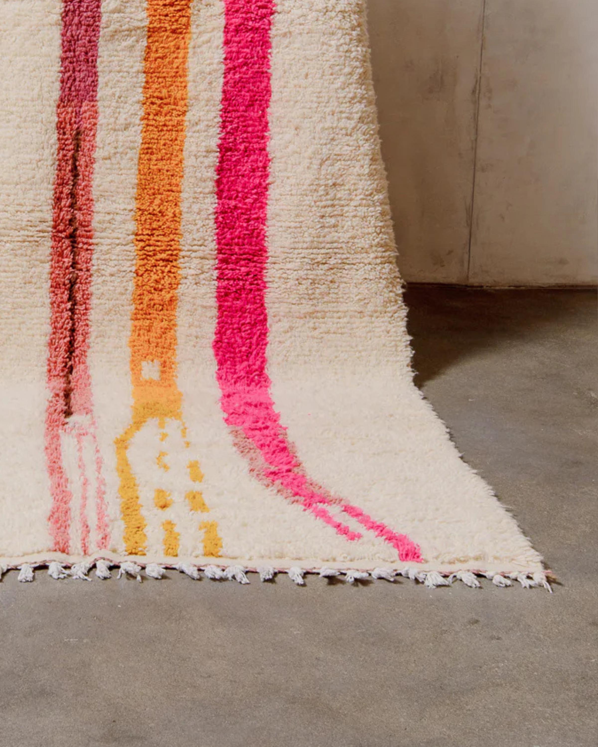 Handmade Wool Moroccan Rug: Shaggy Berber Tribal Rug
