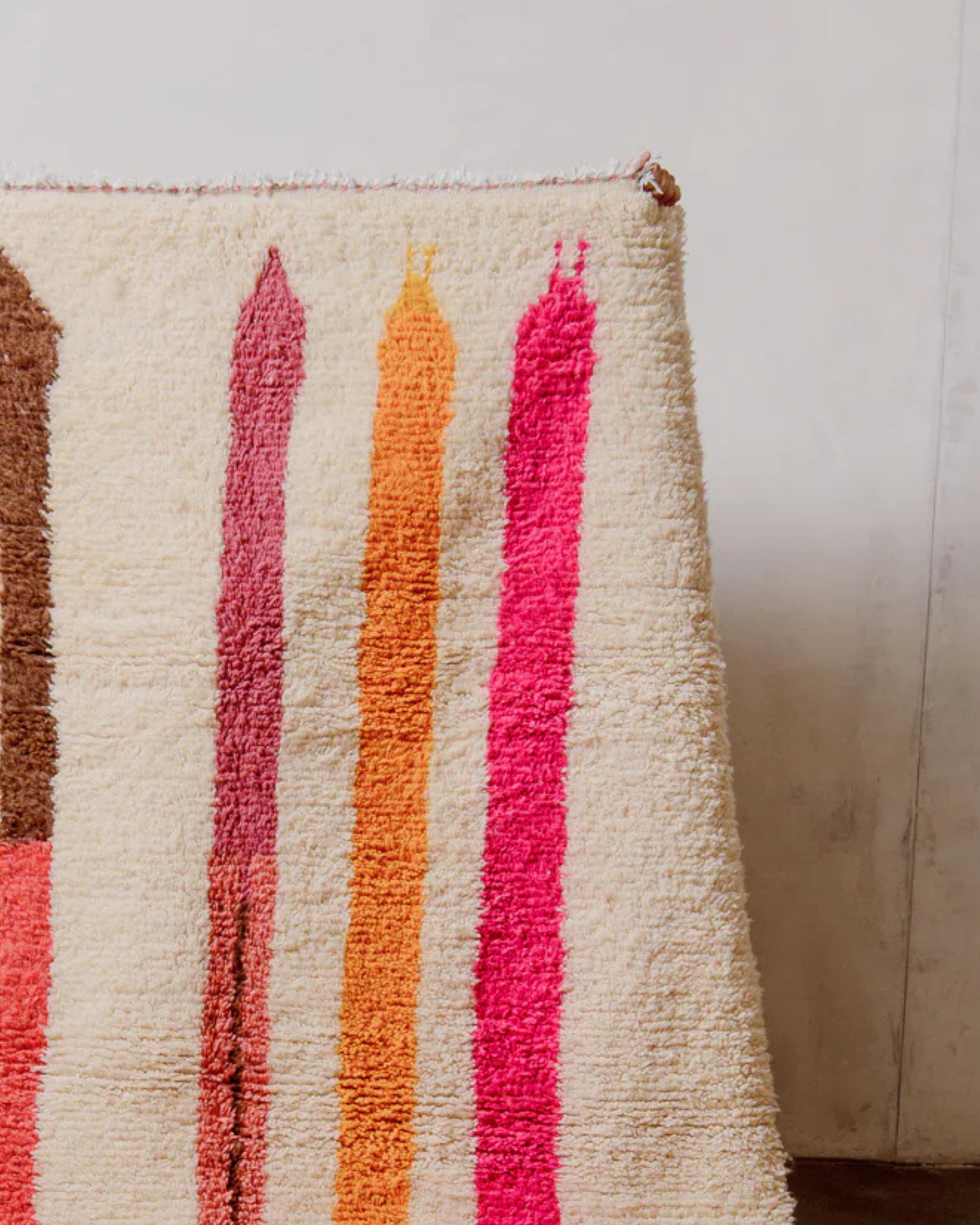 Handmade Wool Moroccan Rug: Shaggy Berber Tribal Rug