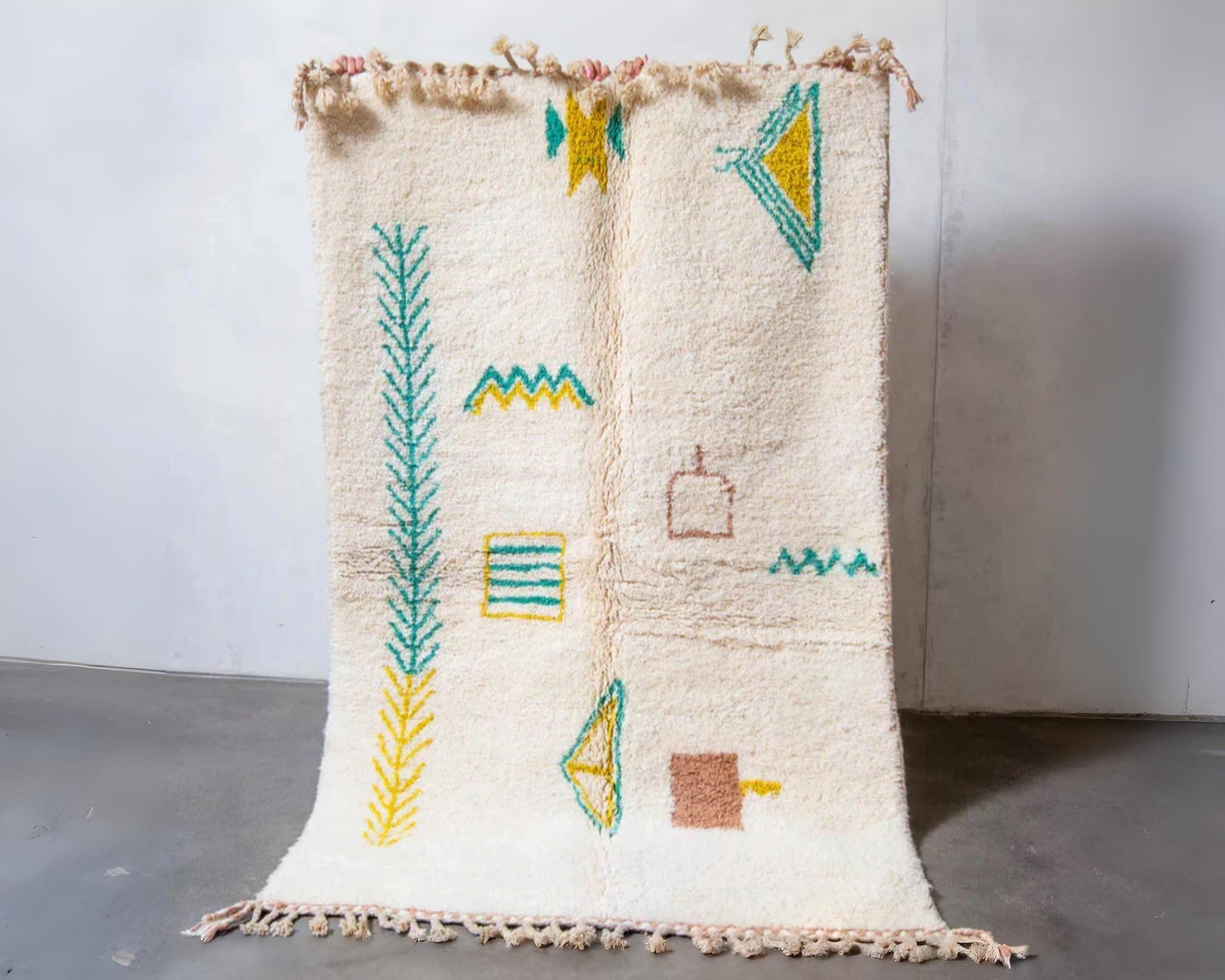 Handwoven Moroccan Rug: Vibrant Bohemian Style Area Rug, Custom Size