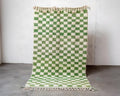 Handmade Beni Ourain Rug: Checkered Moroccan Wool Carpet, Custom Size
