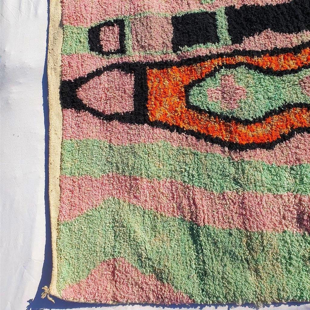 Handmade Wool Beni Ourain Rug: Shaggy Moroccan Berber Carpet