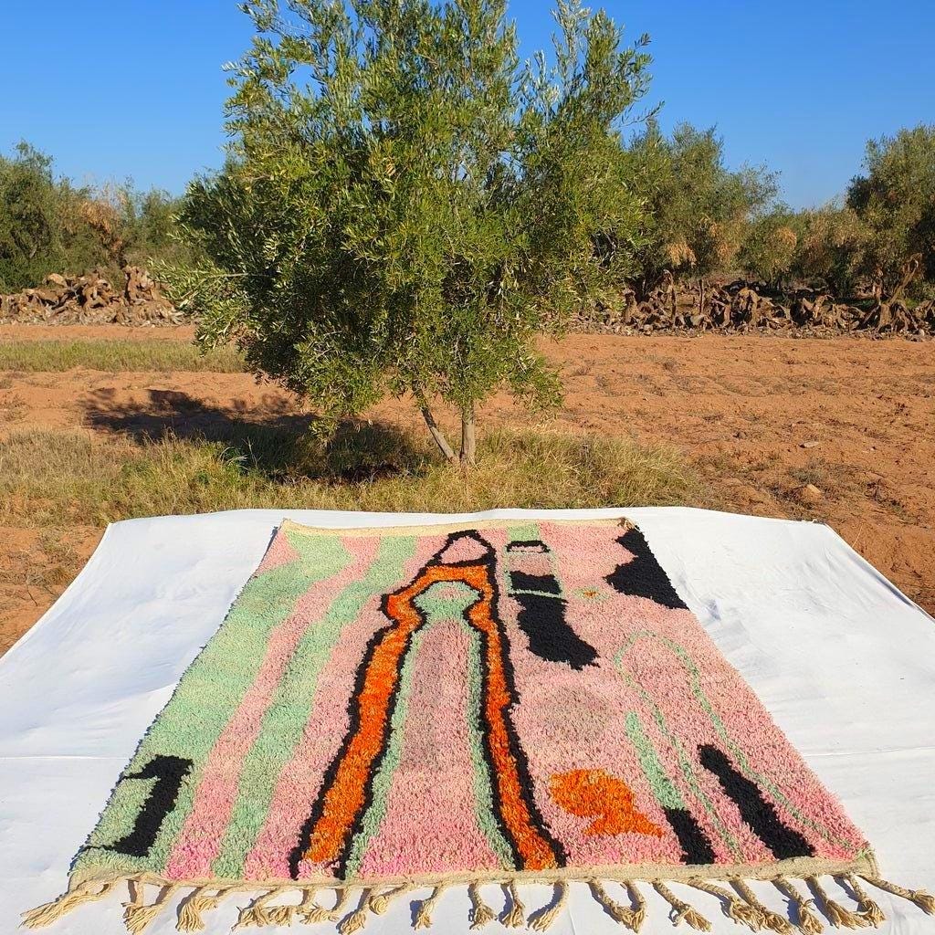 Handmade Wool Beni Ourain Rug: Shaggy Moroccan Berber Carpet