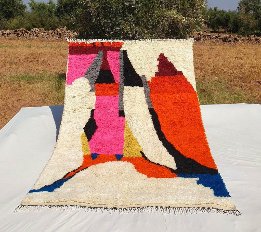 Handmade Berber Rug: Custom Colorful Moroccan Boujaad Style