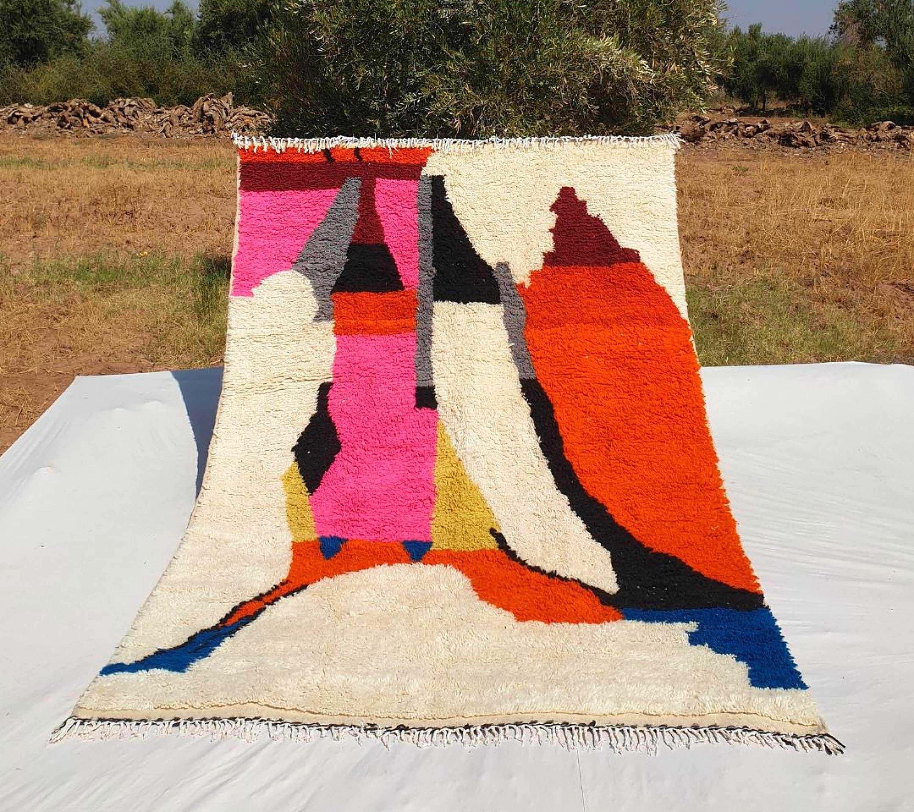 Handmade Berber Rug: Custom Colorful Moroccan Boujaad Style