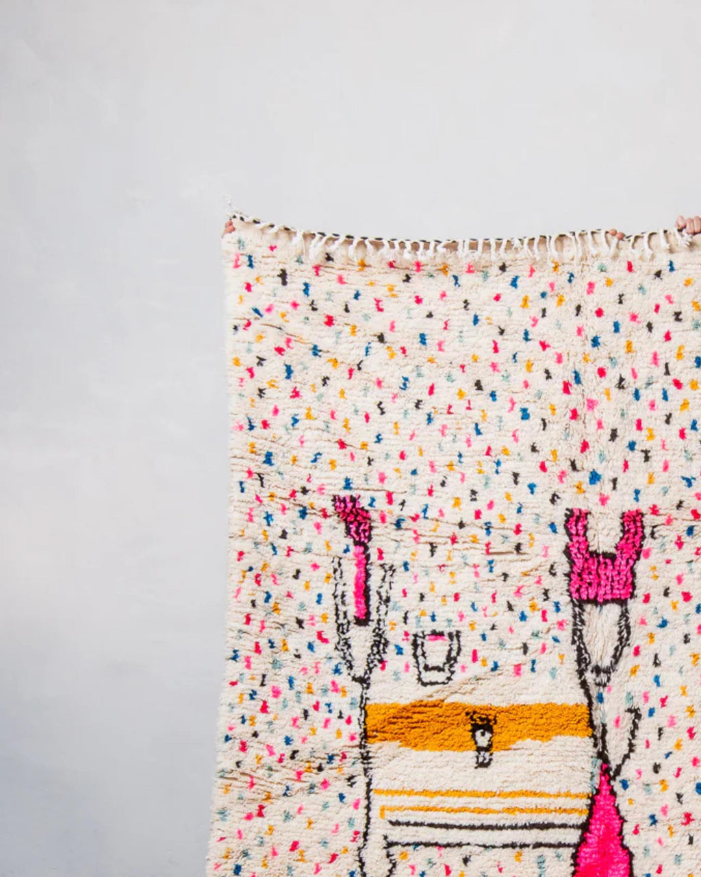 Handmade Beni Ourain Berber Rug: Moroccan White Wool, Azilal Style