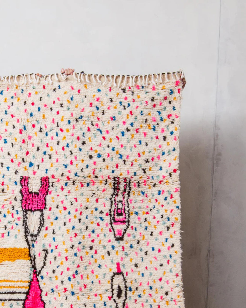 Handmade Beni Ourain Berber Rug: Moroccan White Wool, Azilal Style