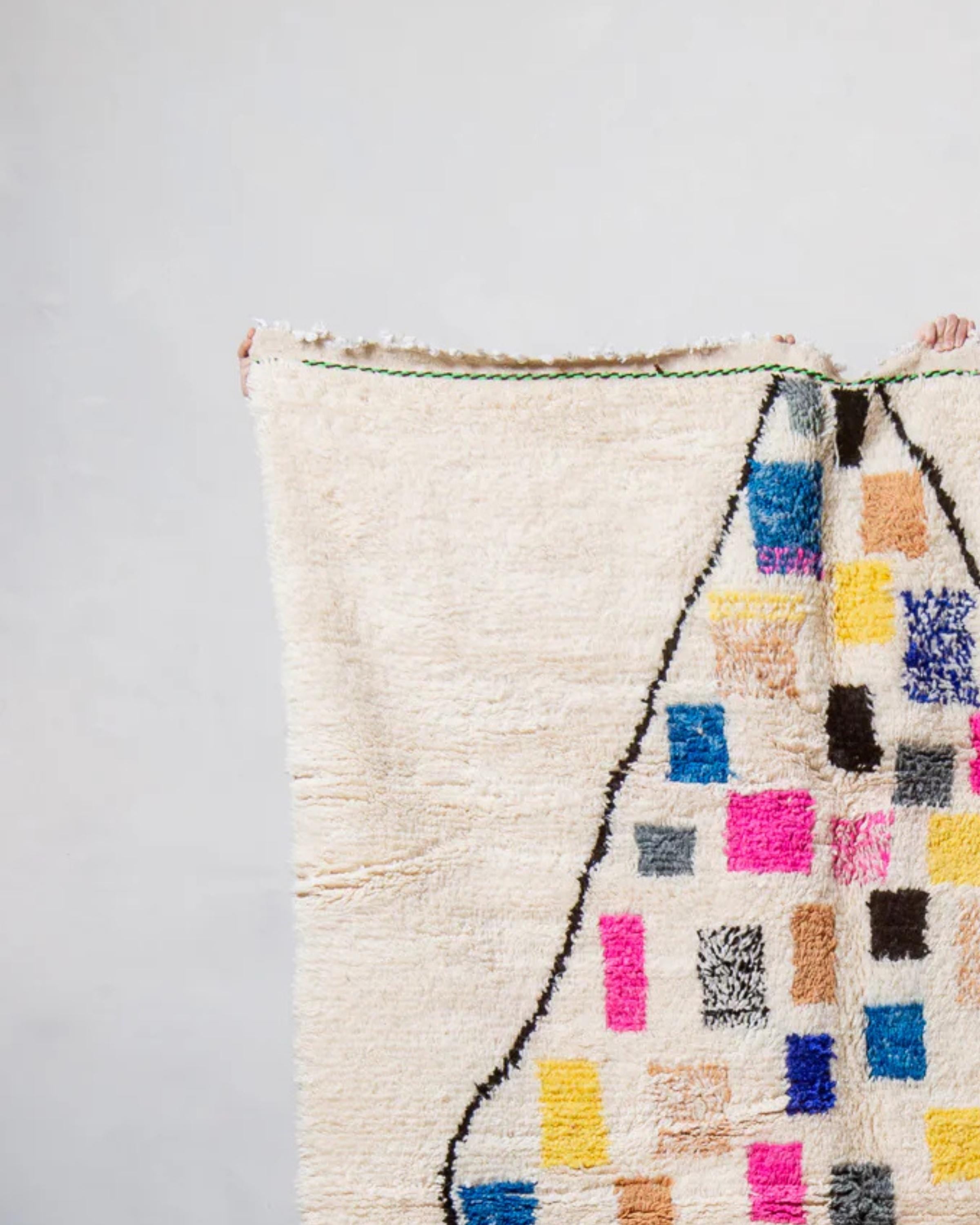 Handmade Wool Moroccan Rug: Colorful Beni Ourain, Custom Azilal Design