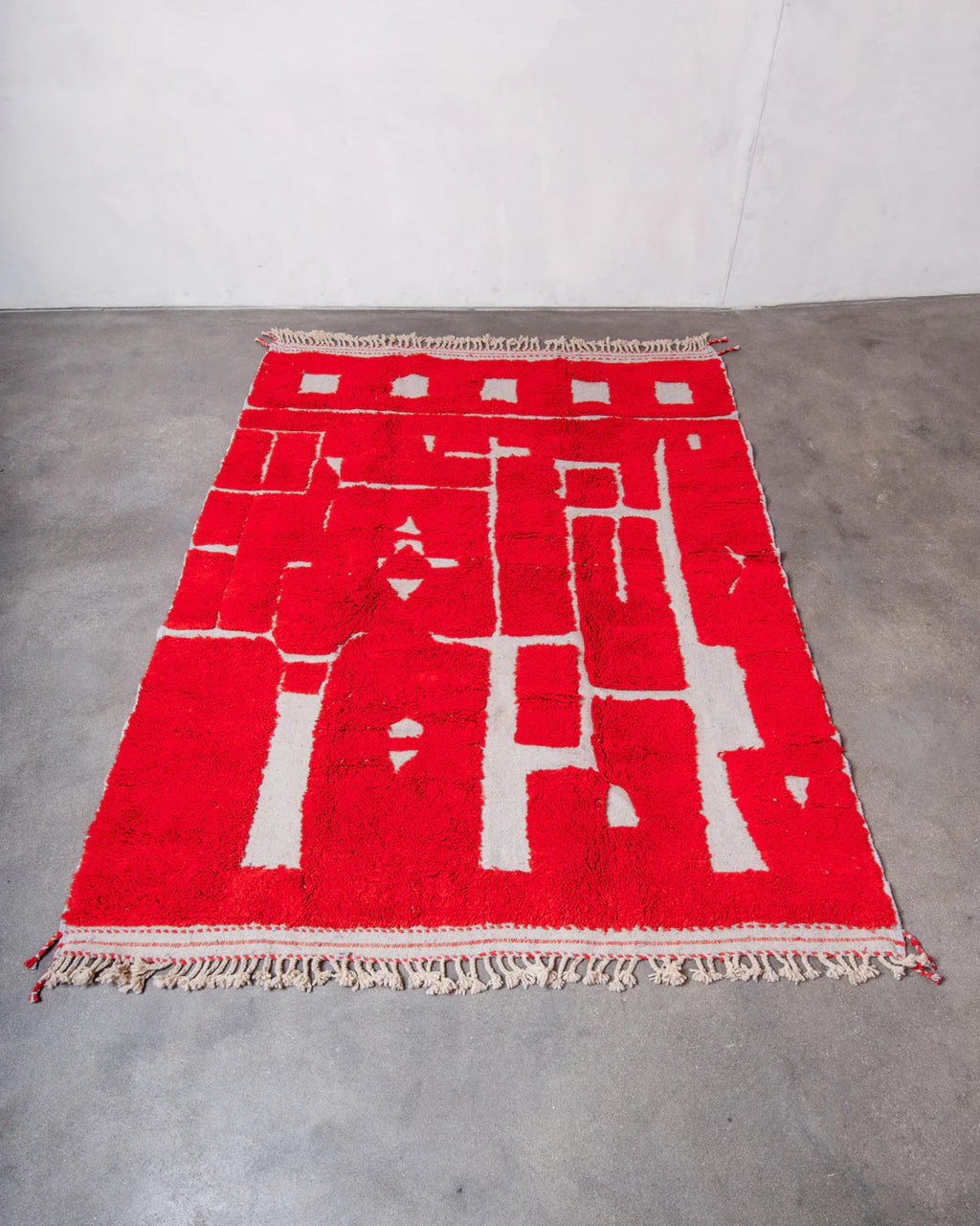 Handmade Red Wool Moroccan Kilim Rug: Large Berber Design
