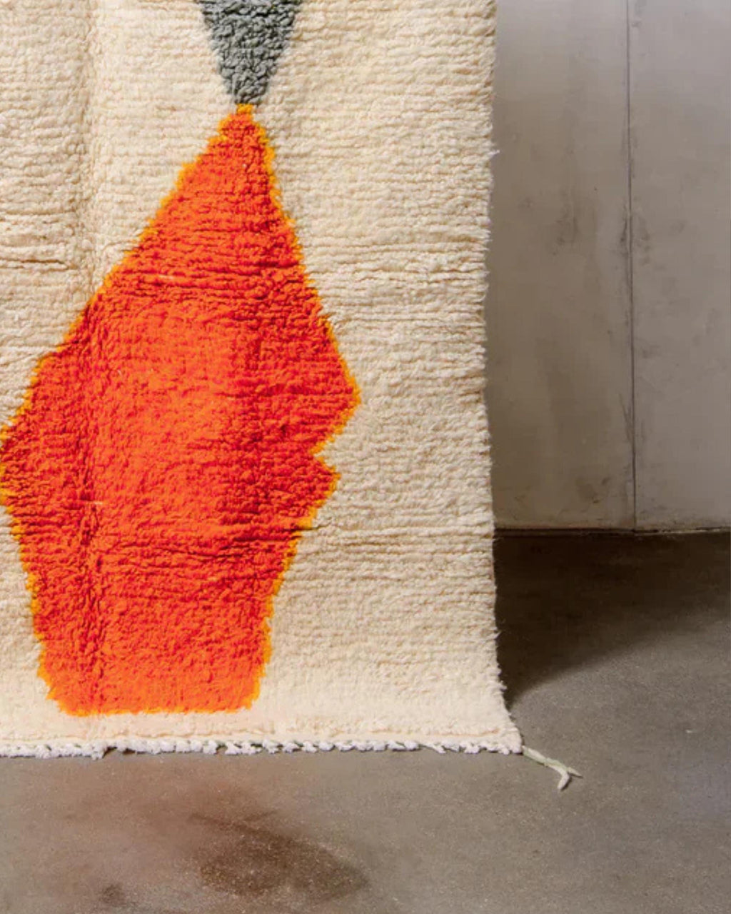 Custom Moroccan Rug: Hand-Knotted Wool, Orange & White