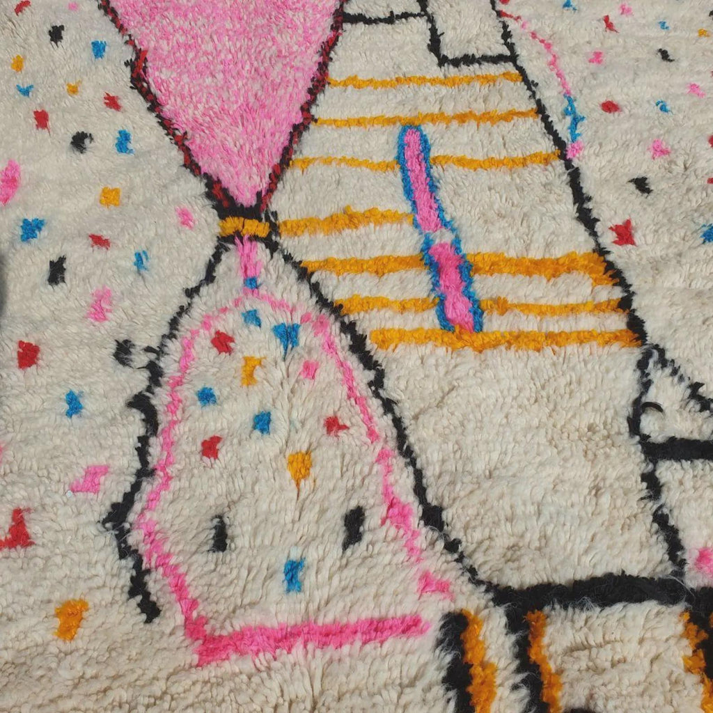 Handmade Azilal Berber Rug: Abstract Multicolored Moroccan Carpet