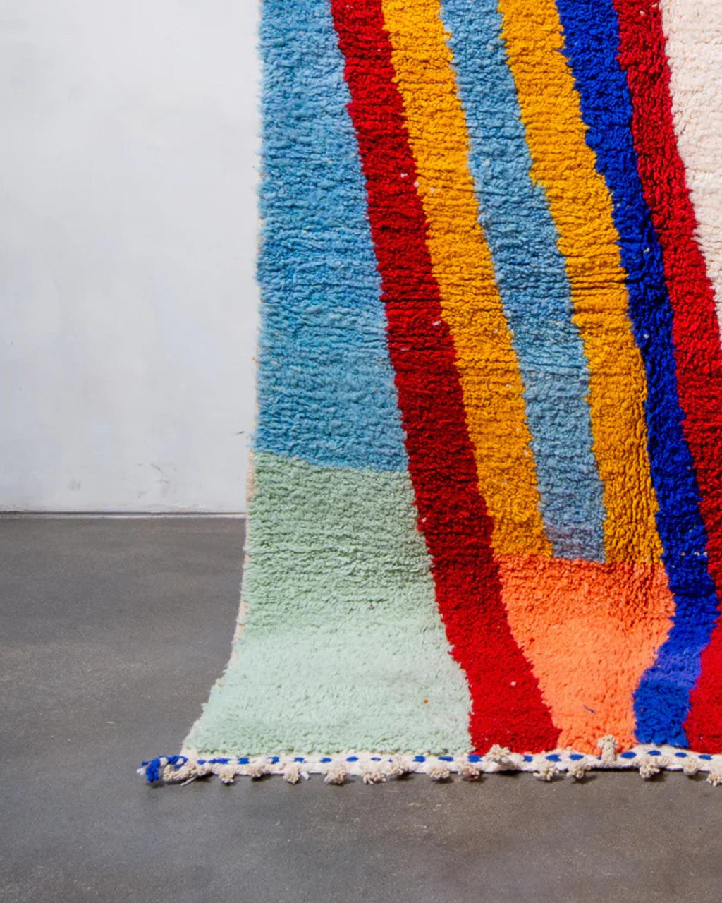 Handmade Beni Ourain Wool Rug: Multicolor Moroccan Carpet