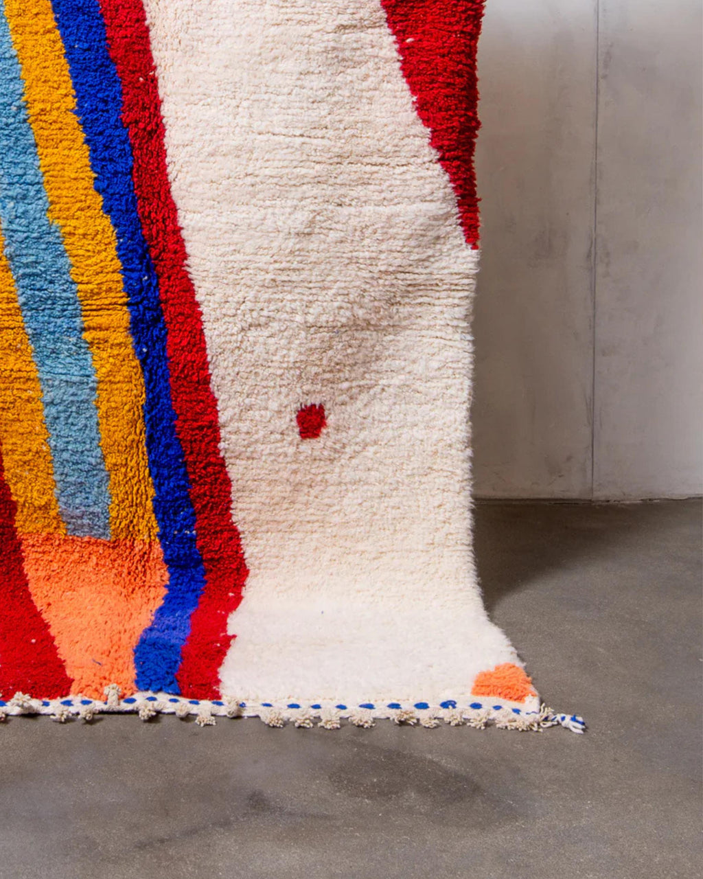 Handmade Beni Ourain Wool Rug: Multicolor Moroccan Carpet