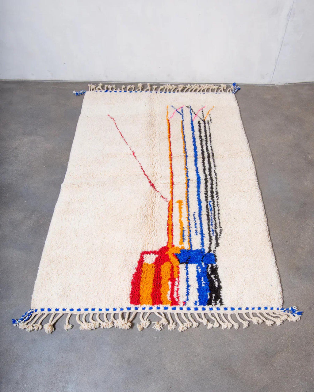 Handwoven Argyle Berber Rug: Cream Wool Moroccan Carpet