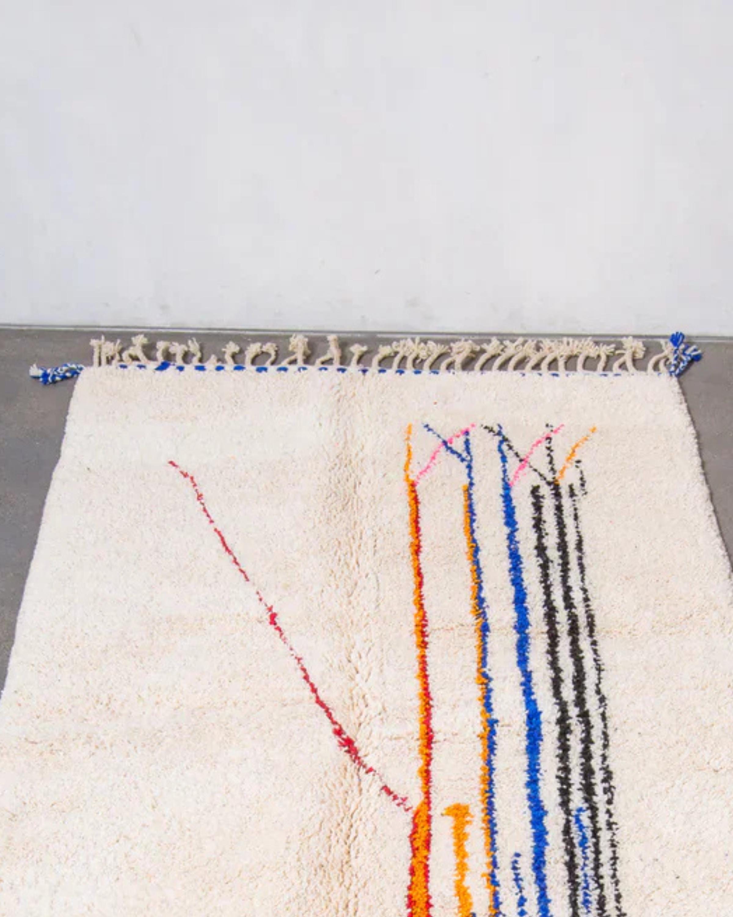 Handwoven Argyle Berber Rug: Cream Wool Moroccan Carpet