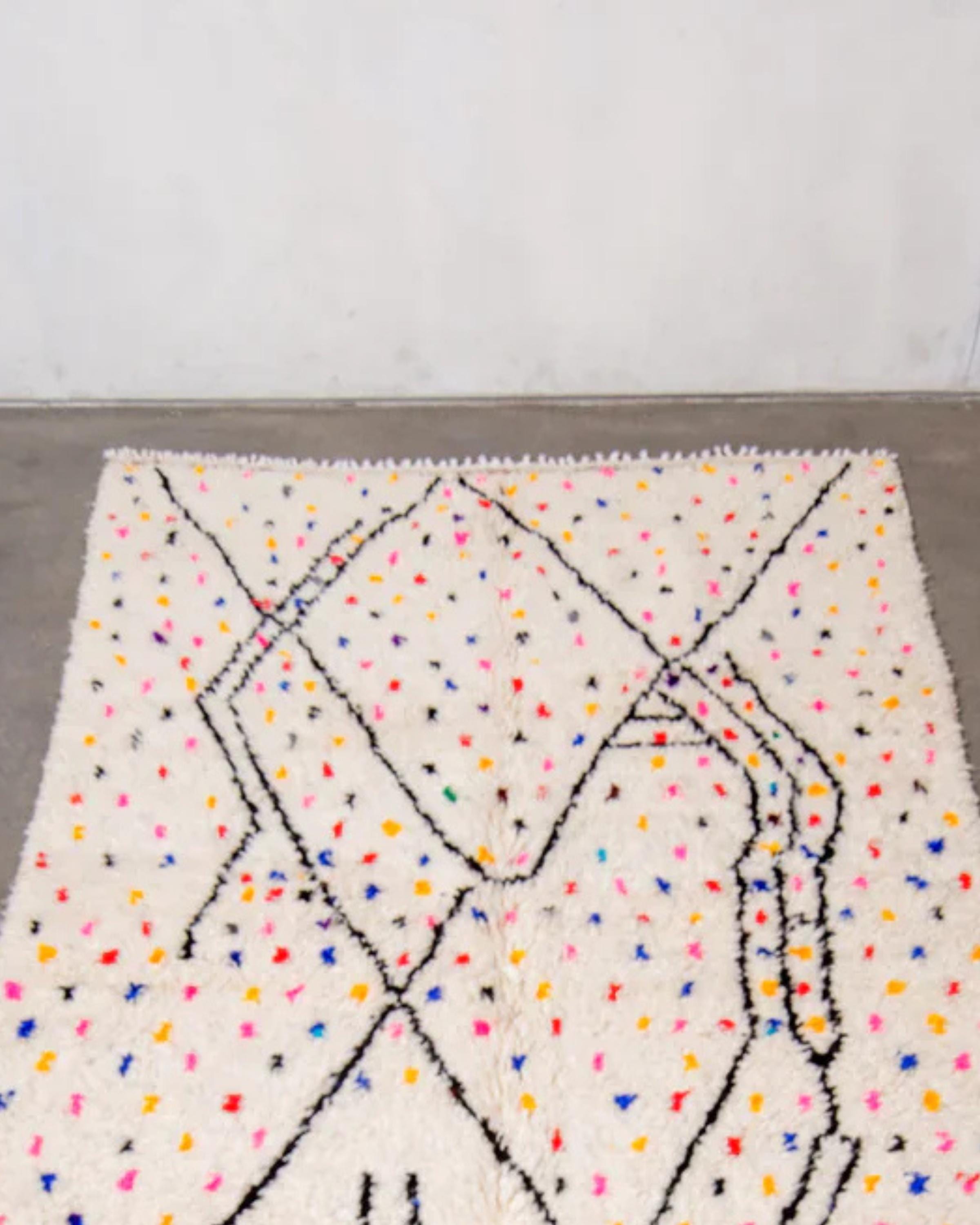 Handwoven Azilal Argyle Rug: Moroccan Sheepskin & Jute Extra Large Carpet