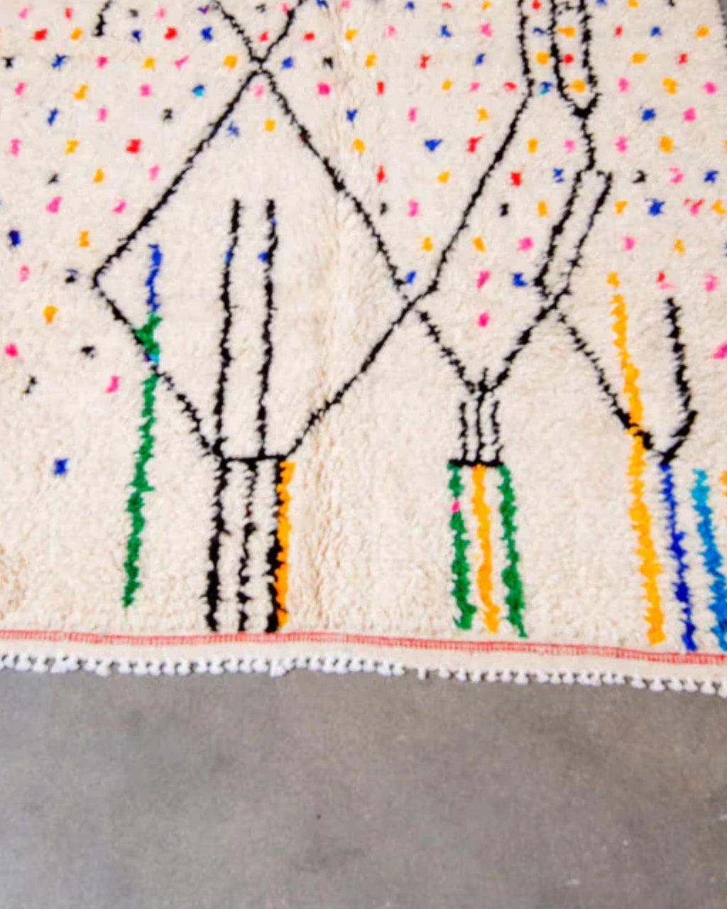 Handwoven Azilal Argyle Rug: Moroccan Sheepskin & Jute Extra Large Carpet