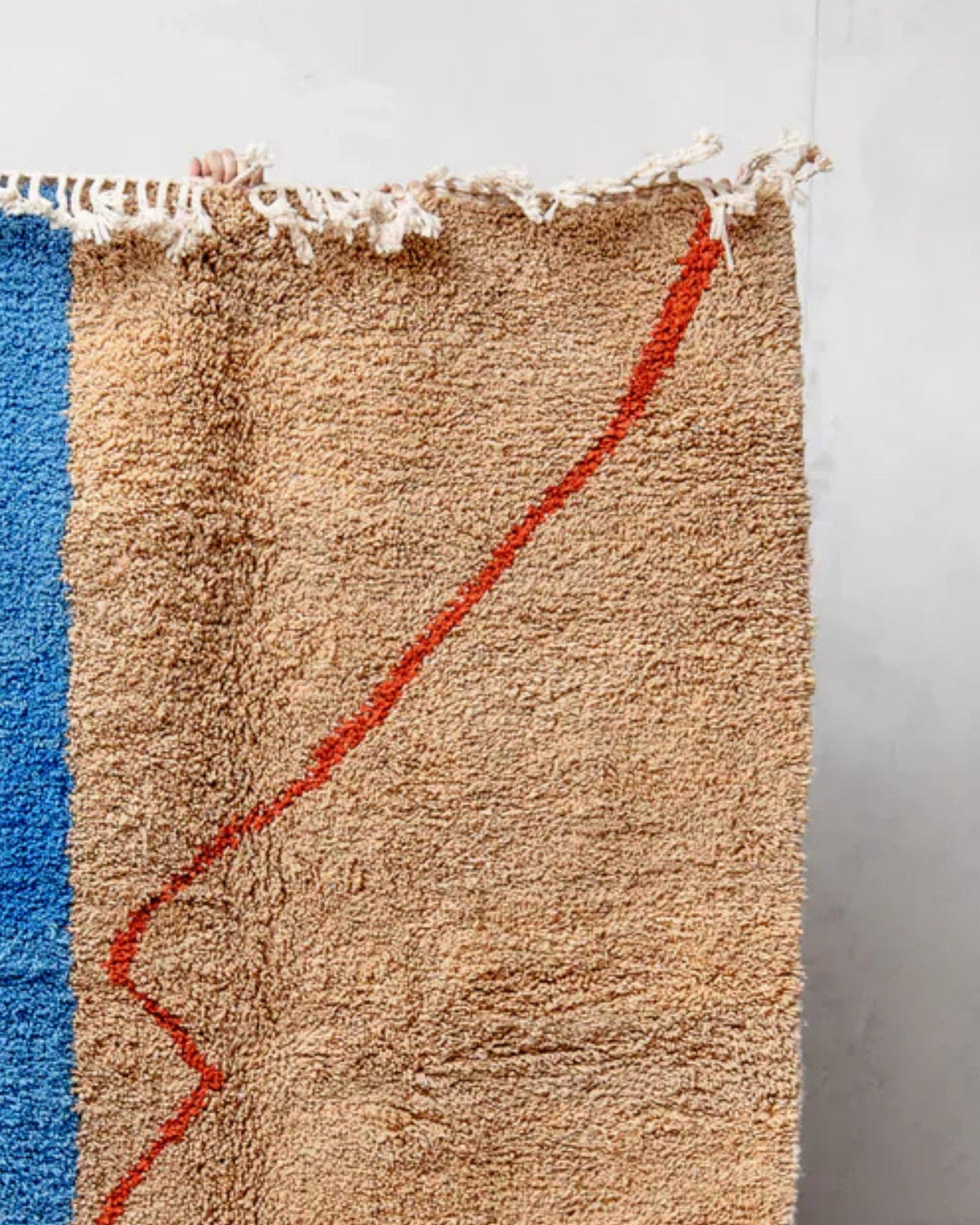 Handwoven Brown and Blue Moroccan Wool Rug: Berber Azilal Design