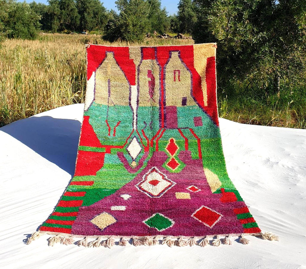 Geometric Berber Rug: Handmade Moroccan Boujaad Wool Rug