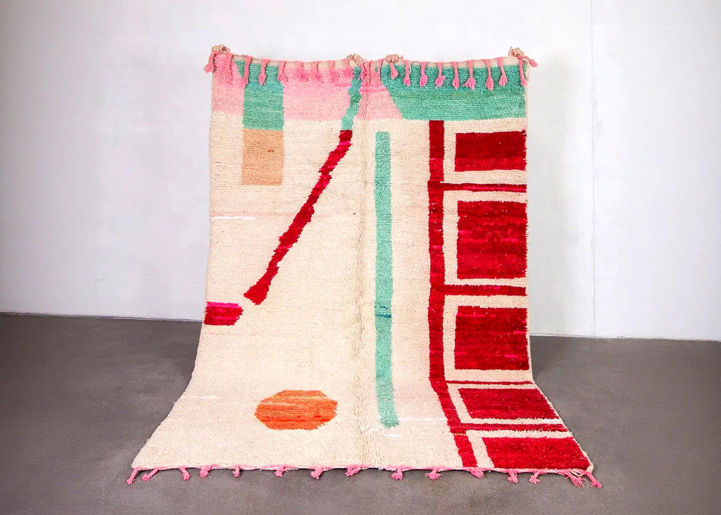 Handmade Red Moroccan Rug: Berber Wool, Tribal Home Decor
