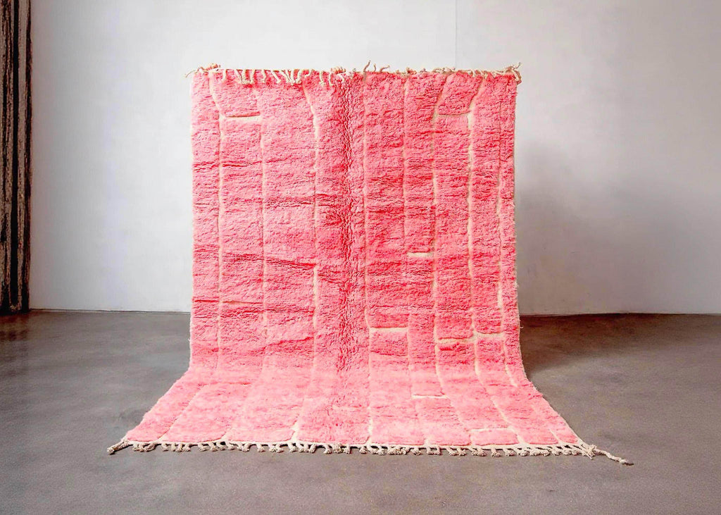 Handmade Hot Pink Berber Rug: Moroccan Wool Fluffy Carpet