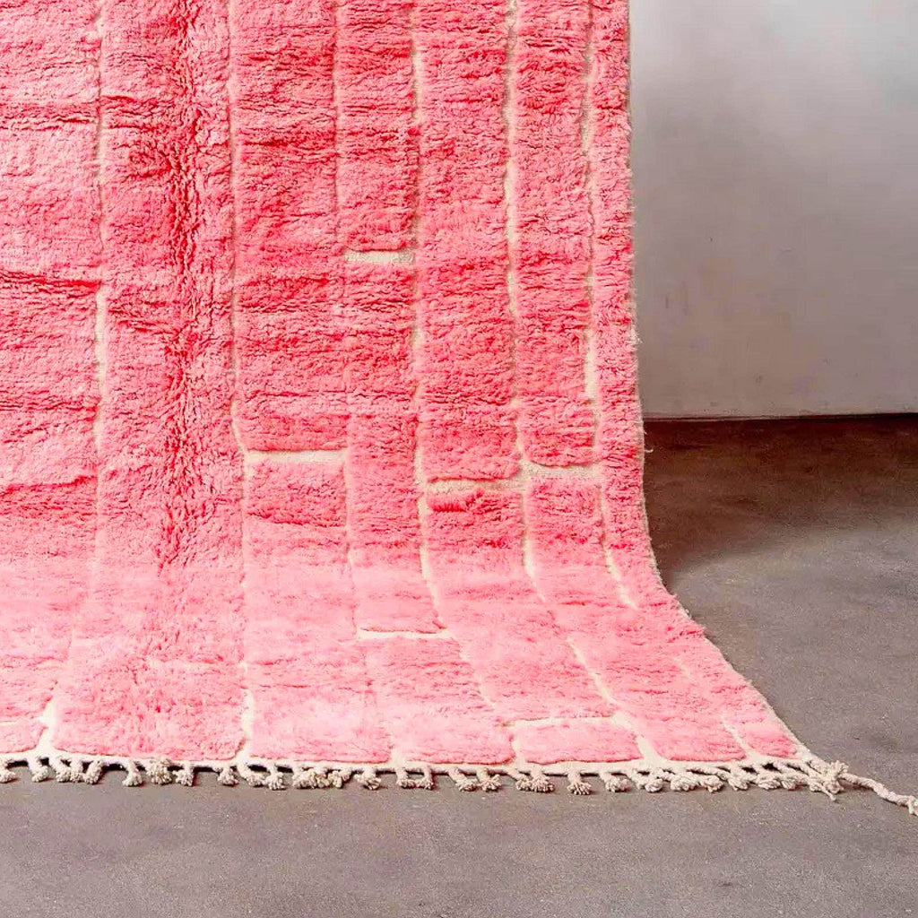 Handmade Hot Pink Berber Rug: Moroccan Wool Fluffy Carpet