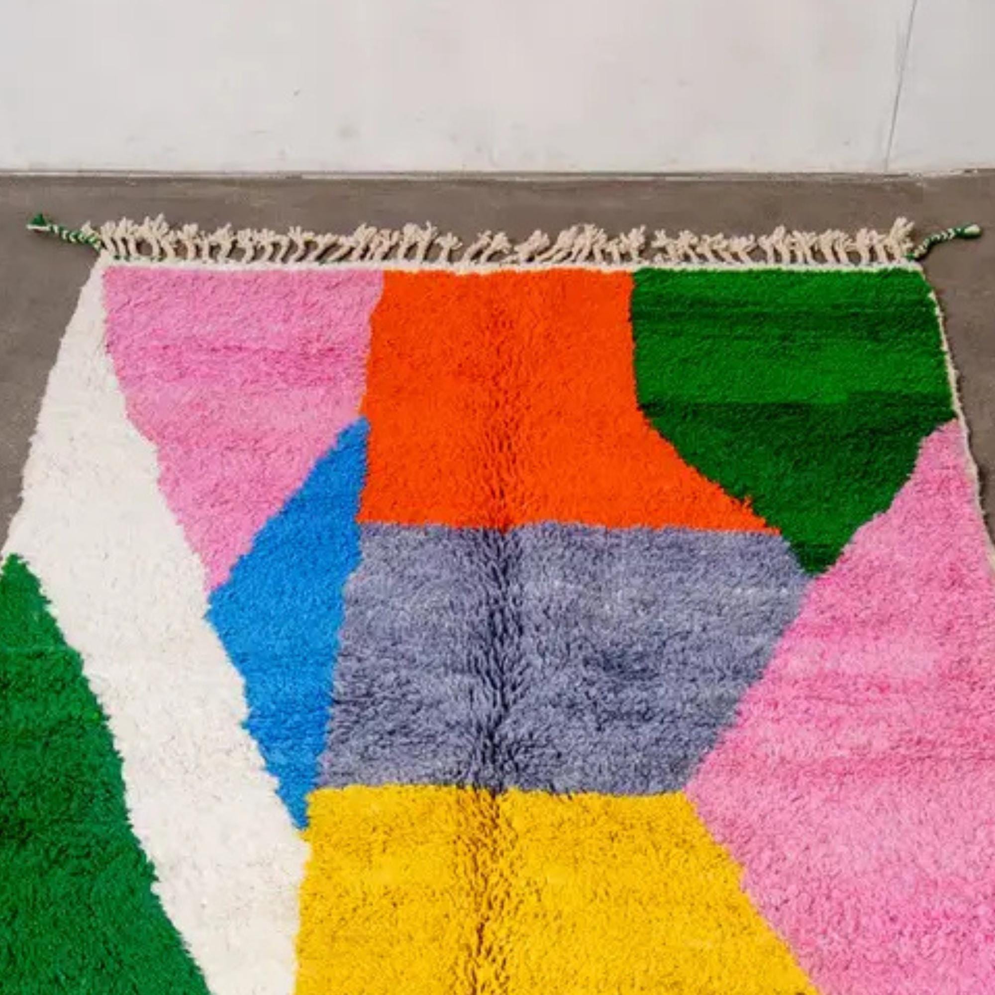 Handmade Colorful Beni Ourain Rug: Berber Wool, Custom Moroccan Decor