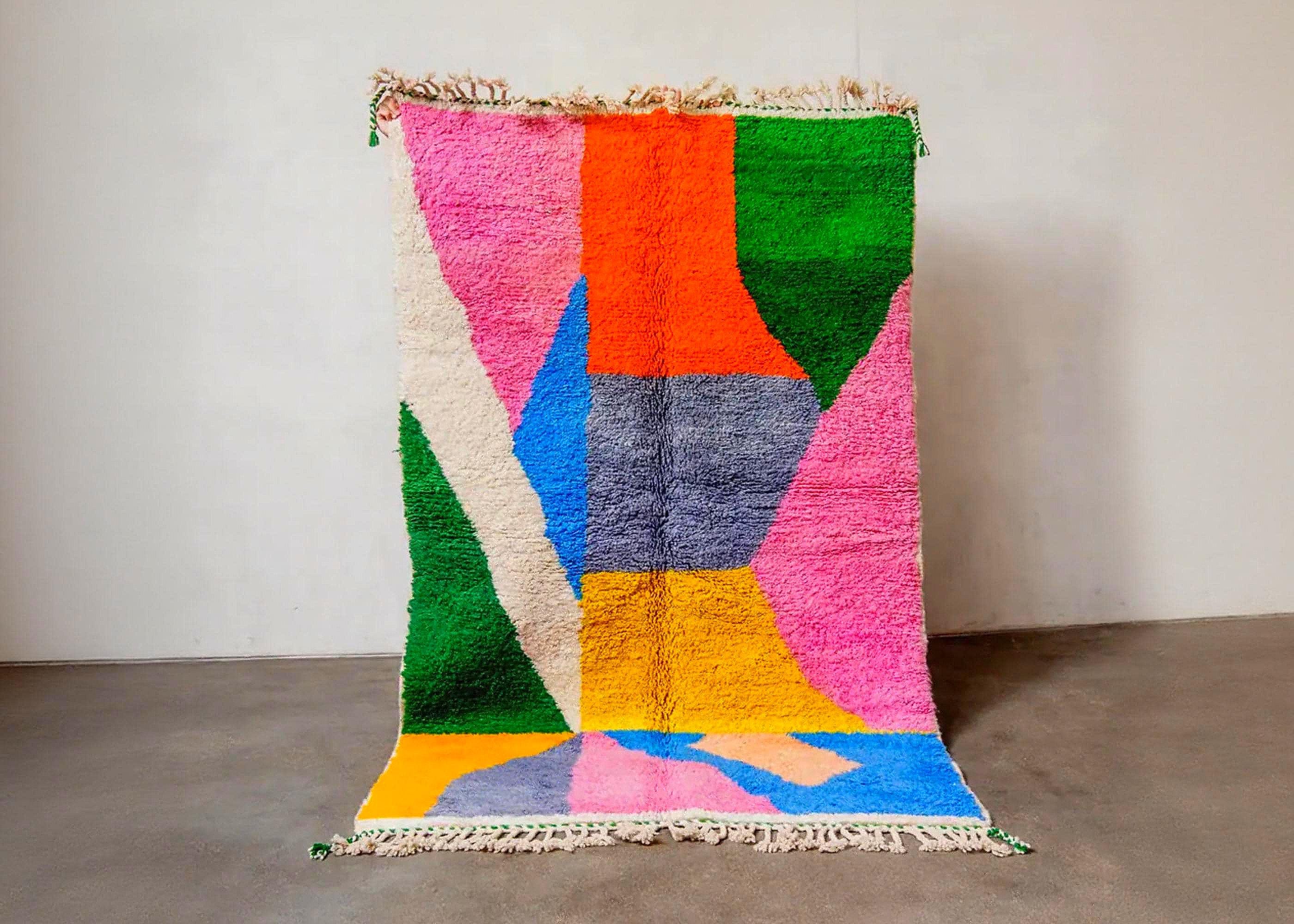 Handmade Colorful Beni Ourain Rug: Berber Wool, Custom Moroccan Decor