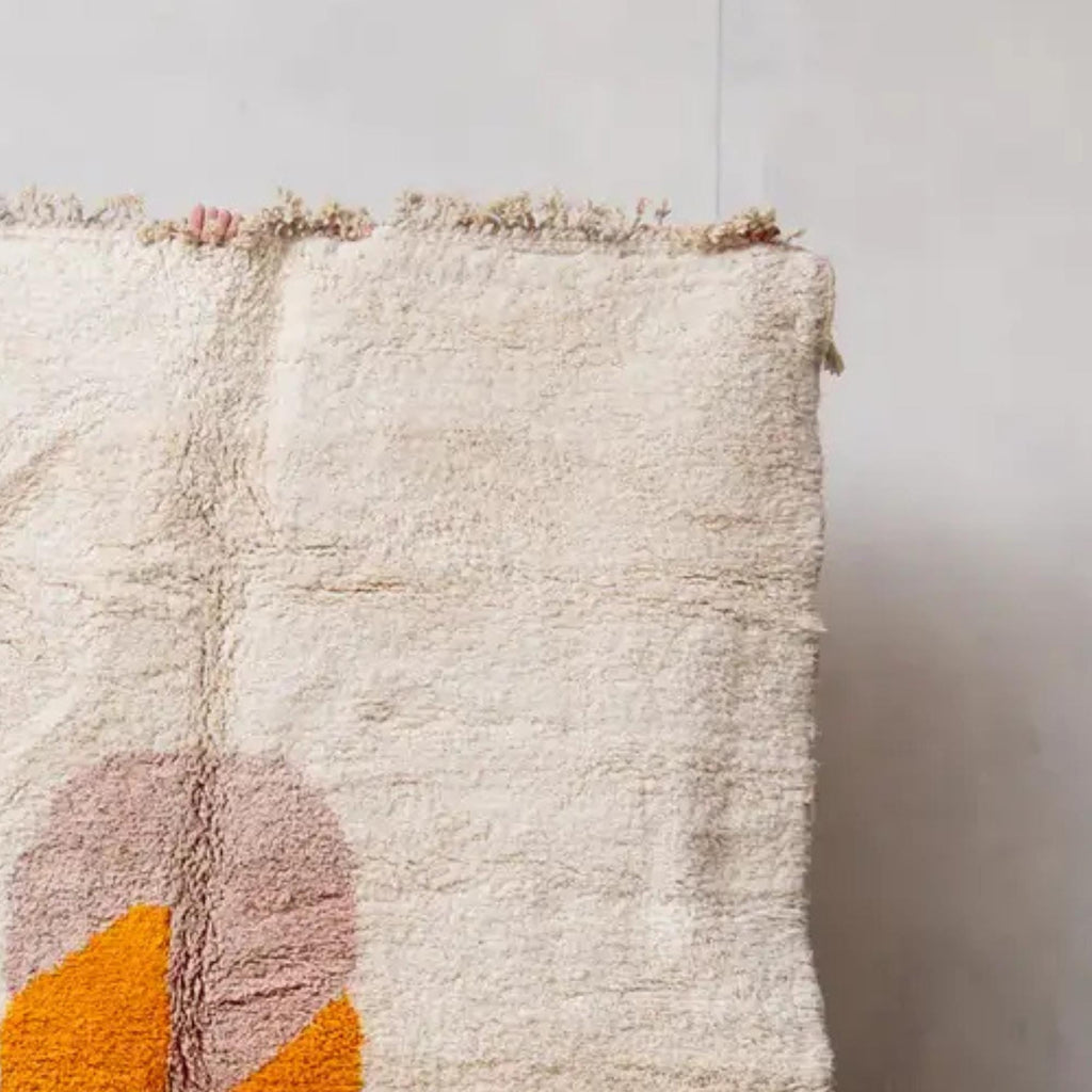 Handmade Wool Beni Ourain Rug: Bohemian White Moroccan Carpet