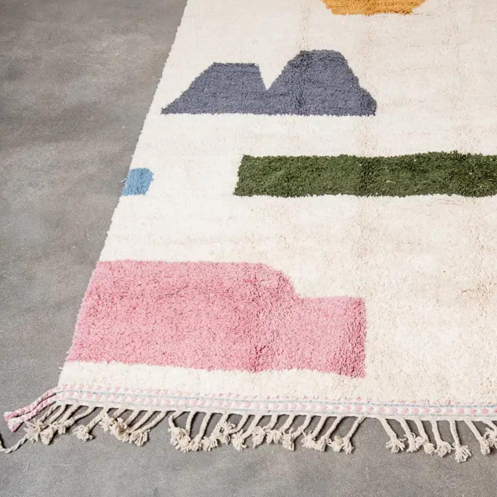 Handmade Moroccan Wool Rug: Berber Grid Design, Boho Decor