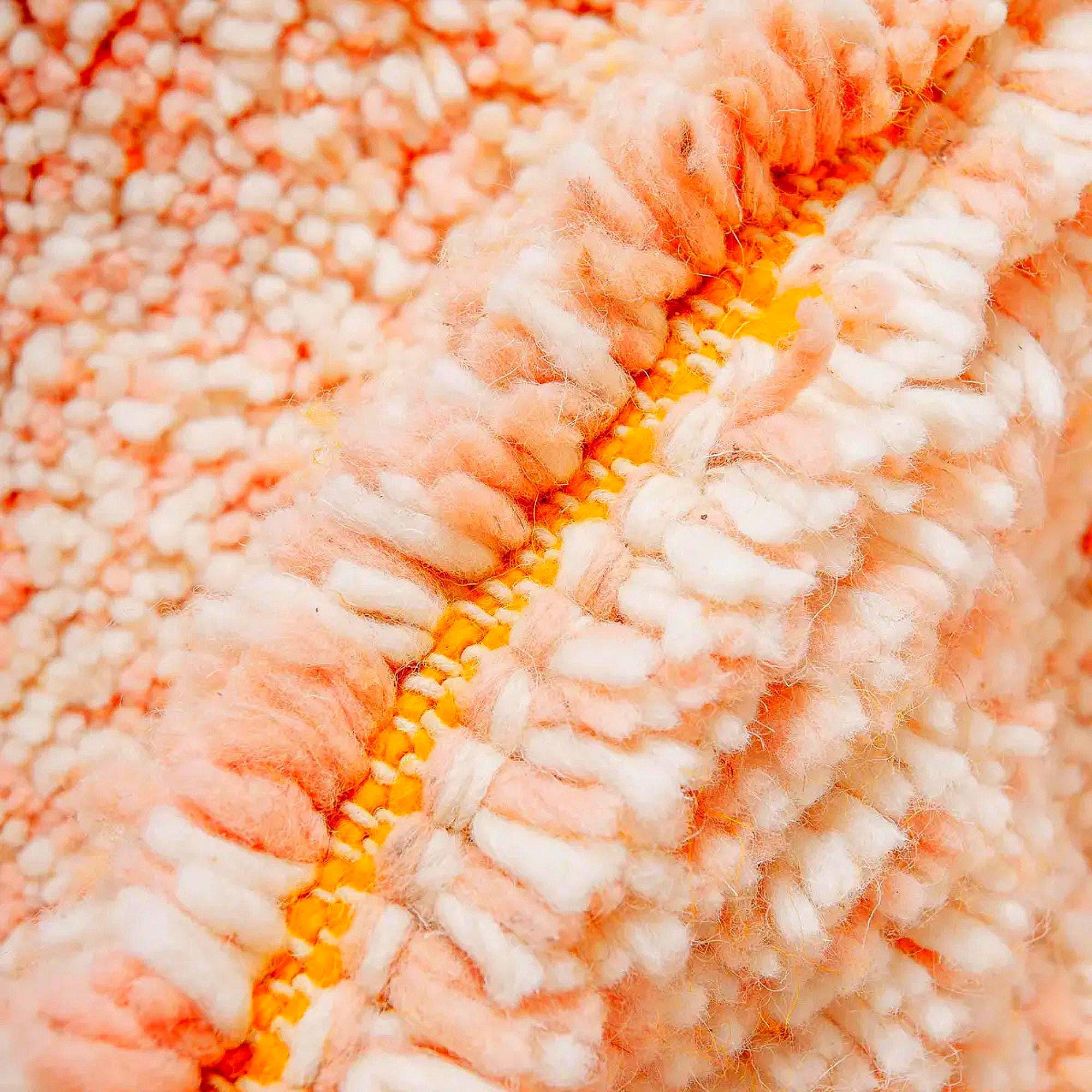 Handmade Pink Moroccan Rug Berber Wool Grid Design, Boho Decor