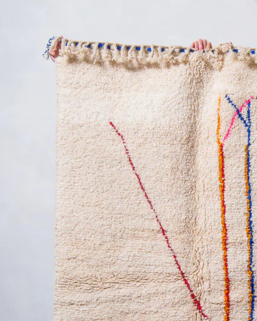 Handwoven Argyle Berber Rug: Cream Wool Moroccan Carpet