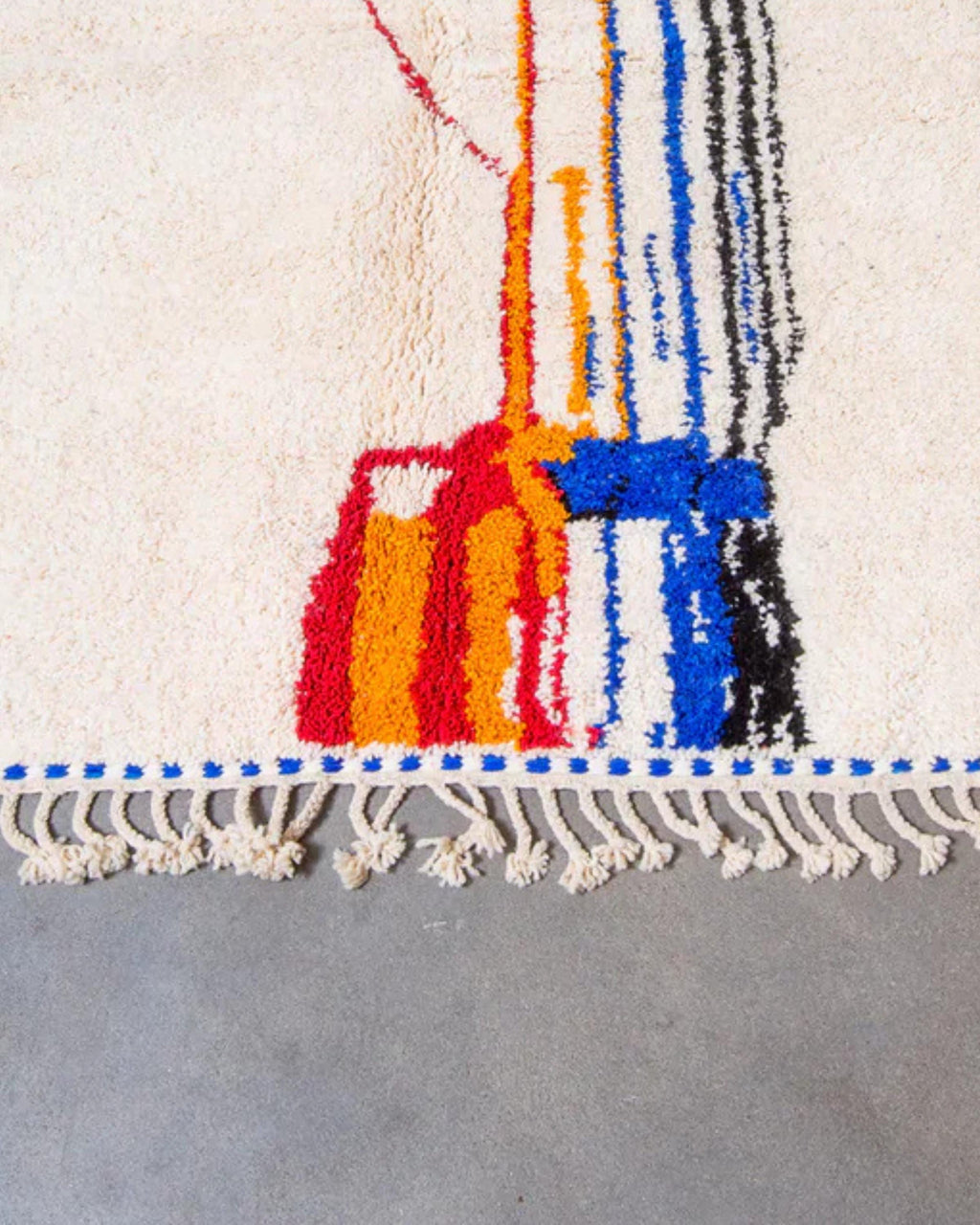 Handwoven Argyle Berber Rug: Cream Wool Moroccan Carpet